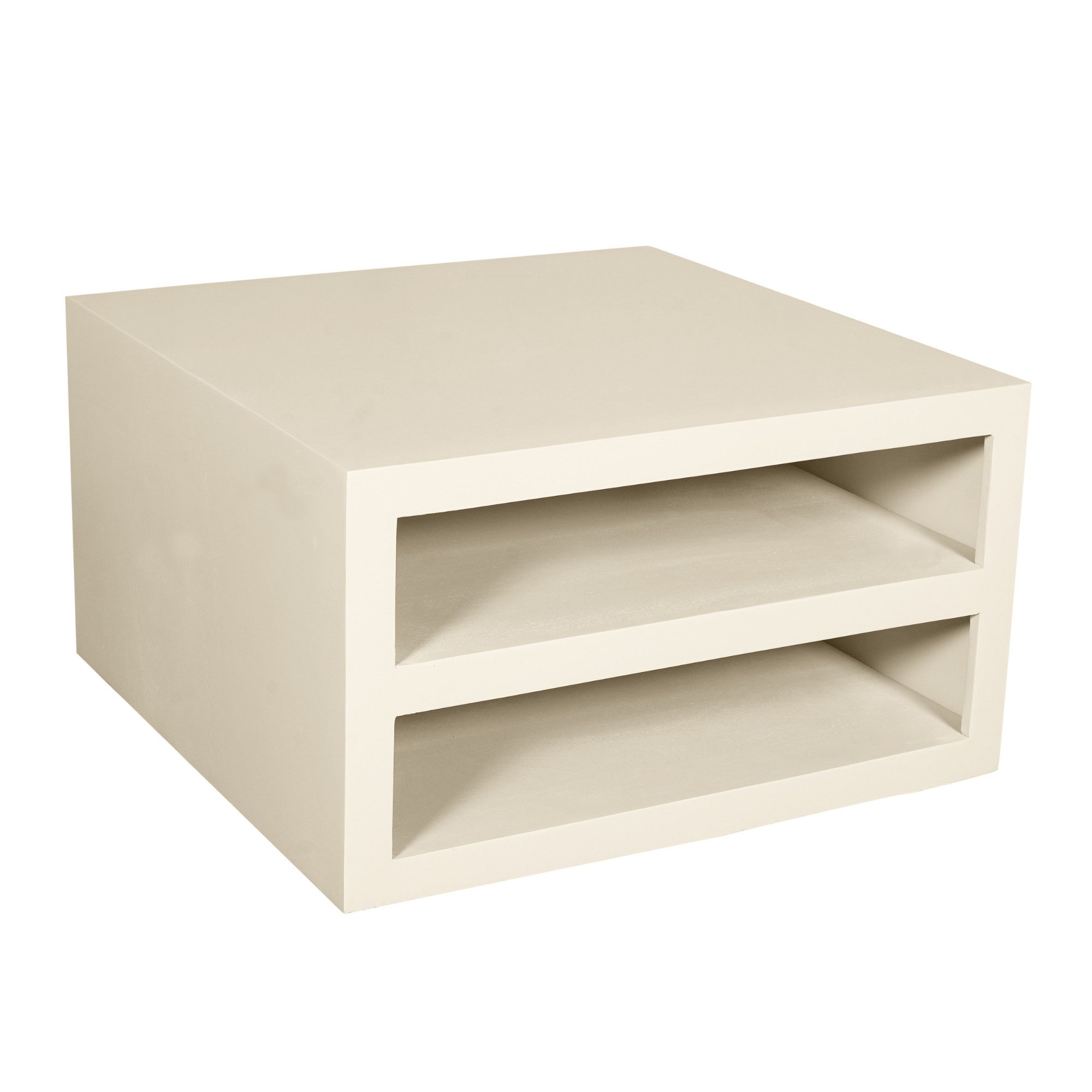 Villa Möbel Couchtisch Leuven (Packung, 1-St., 1 St. Couchtisch), aus Mangoholz Sand-Finish mit 2 offenen Fächern, quadratisch