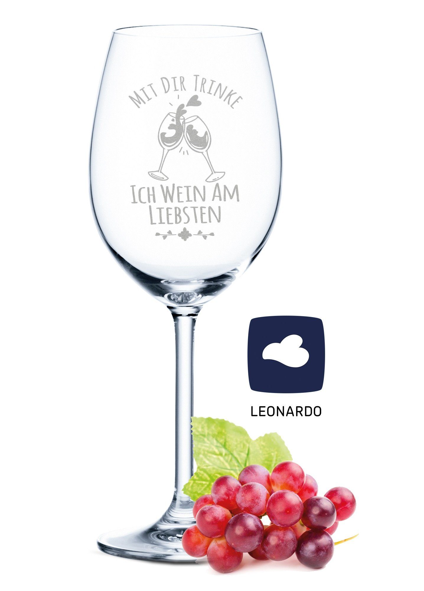 Rotweinglas Leonardo Weinglas mit Gravur - Mit dir trinke ich Wein am liebsten