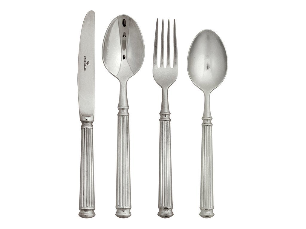 Besteck-Set Greengate Besteck Set Silber 4-tlg Edelstahl Messer Gabel Löffel