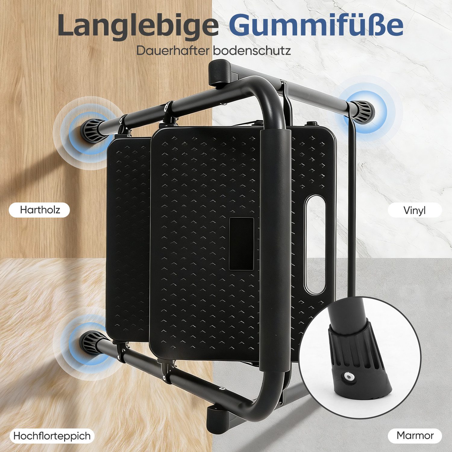 Sekey Trittleiter Klapptritt Faltbar mit extrabreiten 36 cm XXL-Trittstufen, Anti-Rutsch, Haushaltsleiter 2 Stufen klappbar, Multifunktionsleiter bis 150 kg