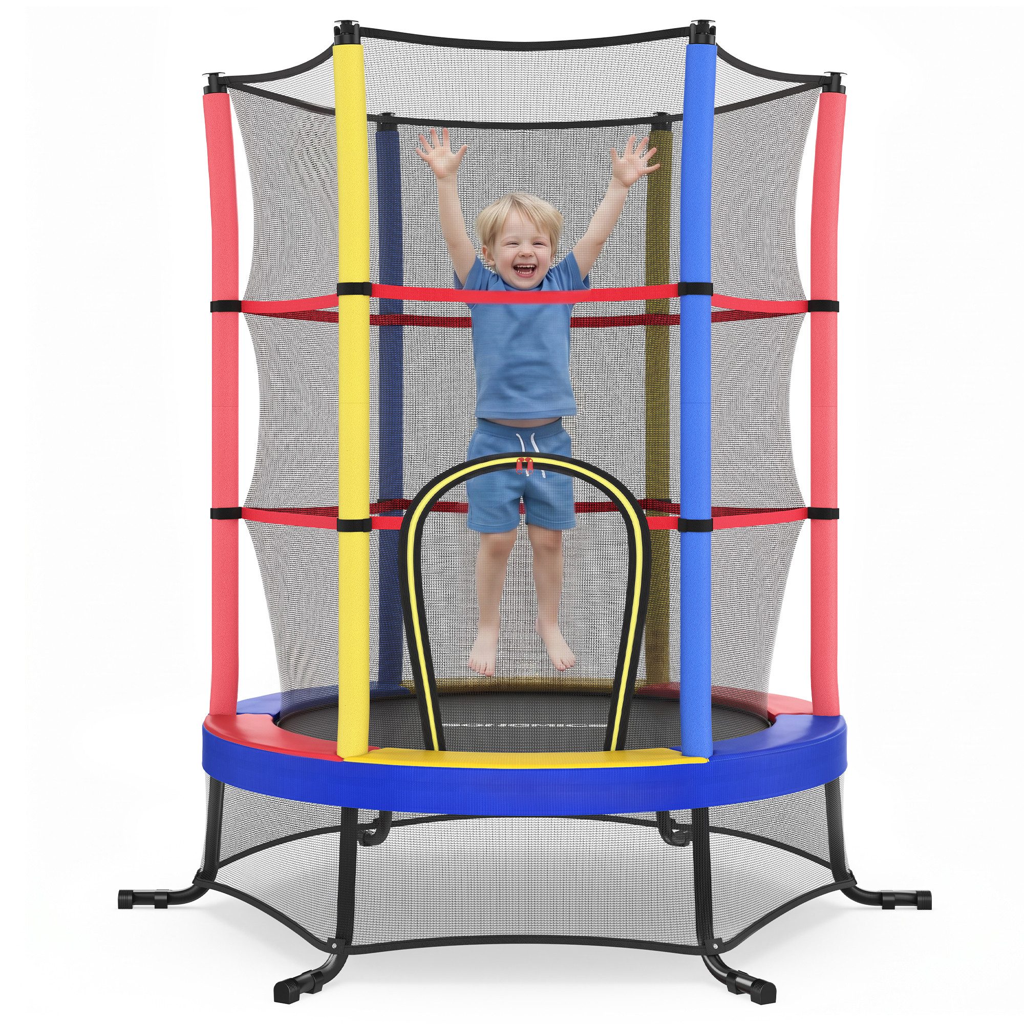 SONGMICS Kindertrampolin 174 cm Kindertrampolin mit Sicherheitsnetz, Randabdeckung, Stahlrahmen, Mini-Trampolin Fitness, Gartentrampolin, für indoor und outdoor