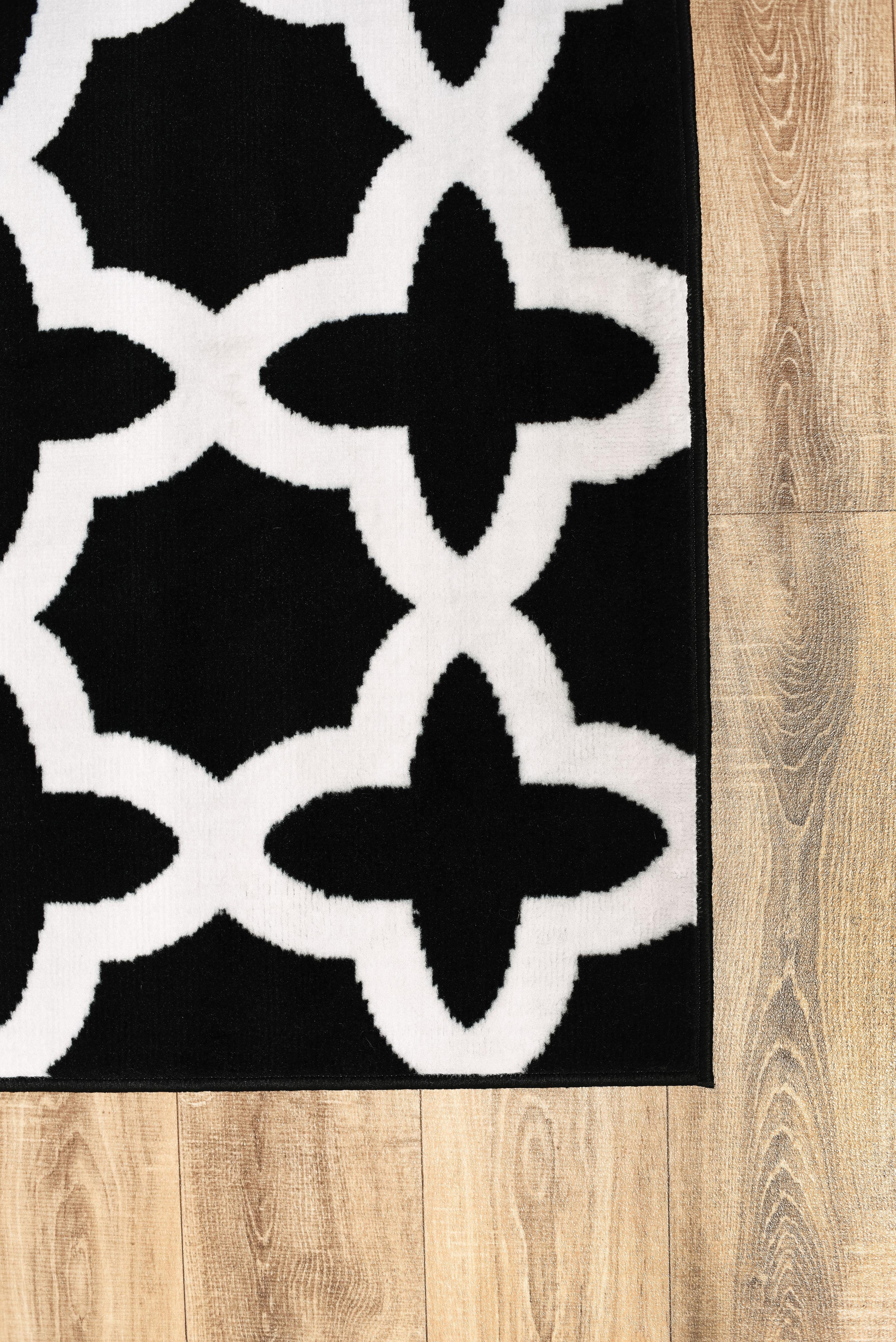 Fußbodenheizung, Geometrische - Teppich schwarz mm, weiß 7 Kurzflor, x Höhe Muster 140 70 Designteppich für Kurzflor Modern Mazovia, cm, Geeignet