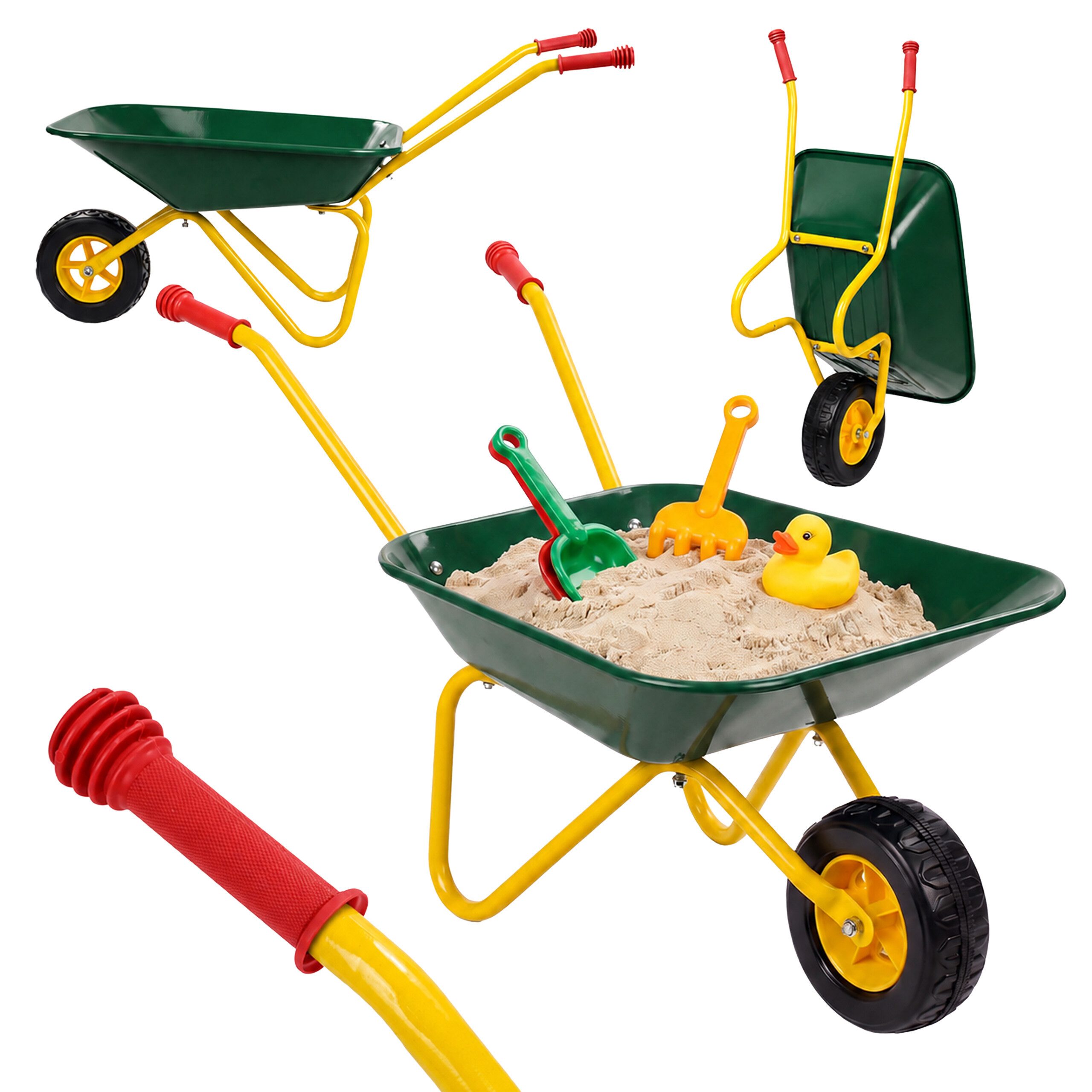 relaxdays Kinder-Gartenset Schubkarre für Kinder, grün