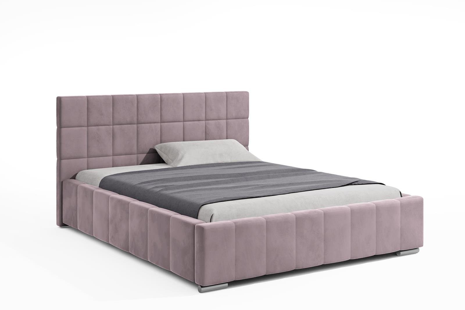 27) Beautysofa Polsterbett / metall Tres Blau Beine), Metallrahmen / mit mit mit verchromte Lattenrost Puderrosa Schlafzimmer, / (kronos Rosa, / (gepolsterte Bettkasten, Grün Bett Schwarz Kopfstütze, Gelb für / Grau