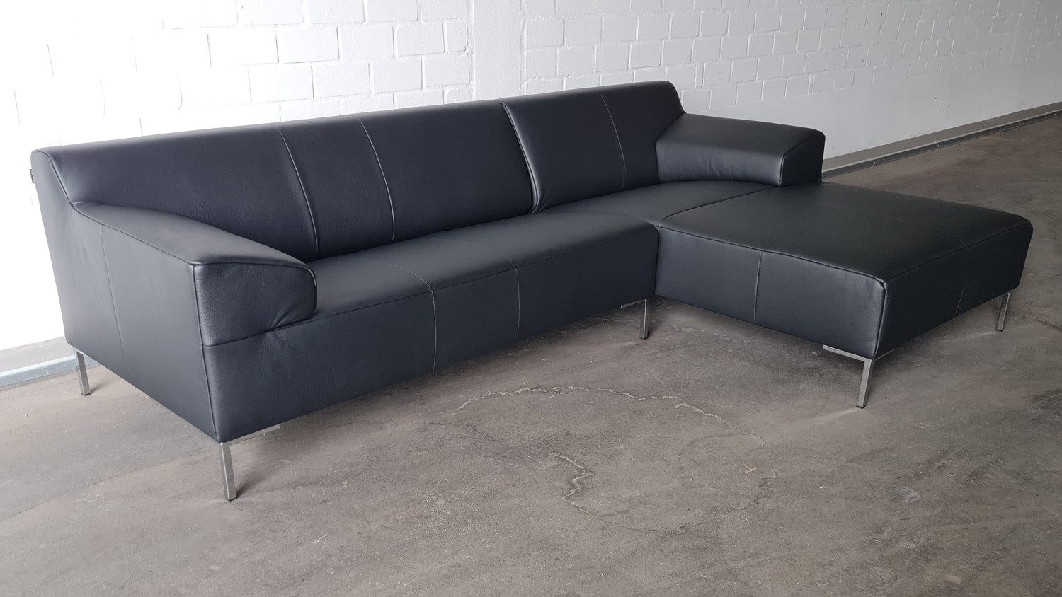 Rolf Benz Ecksofa ROLF BENZ Ecksofa Freistil 180 rechts Leder schwarz 260x170 cm, Echtleder