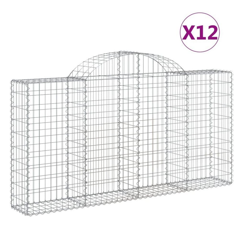 Thumbnail - vidaXL Blumentopf Gabionen mit Hochbogen 12Stk. 200x30x100/120cm Verzinktes Eisen (12 St)