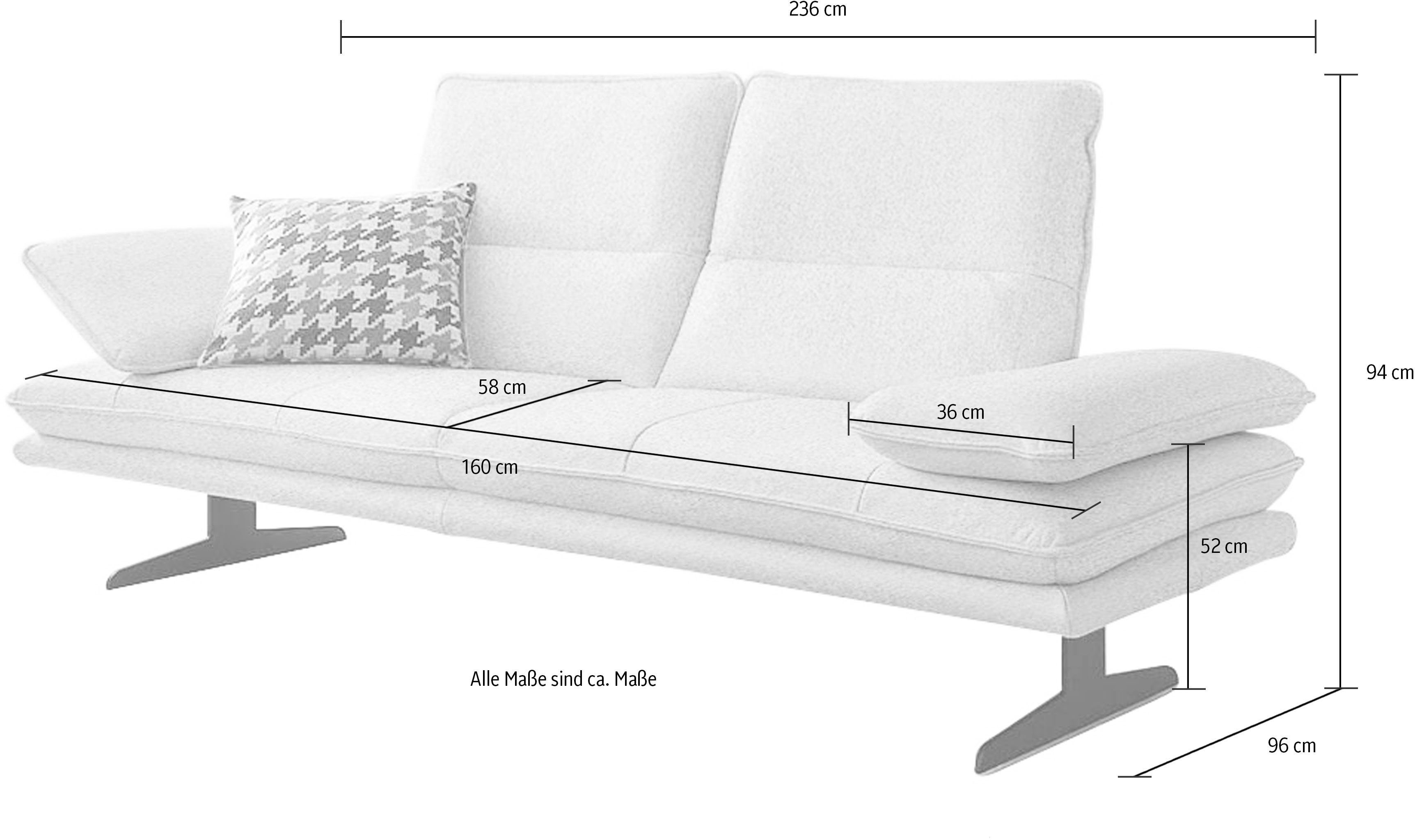 broadway, 2,5-Sitzer Sitztiefenverstellung, Kopfteil- 216cm Seitenteilverstellung, & Breite W.SCHILLIG