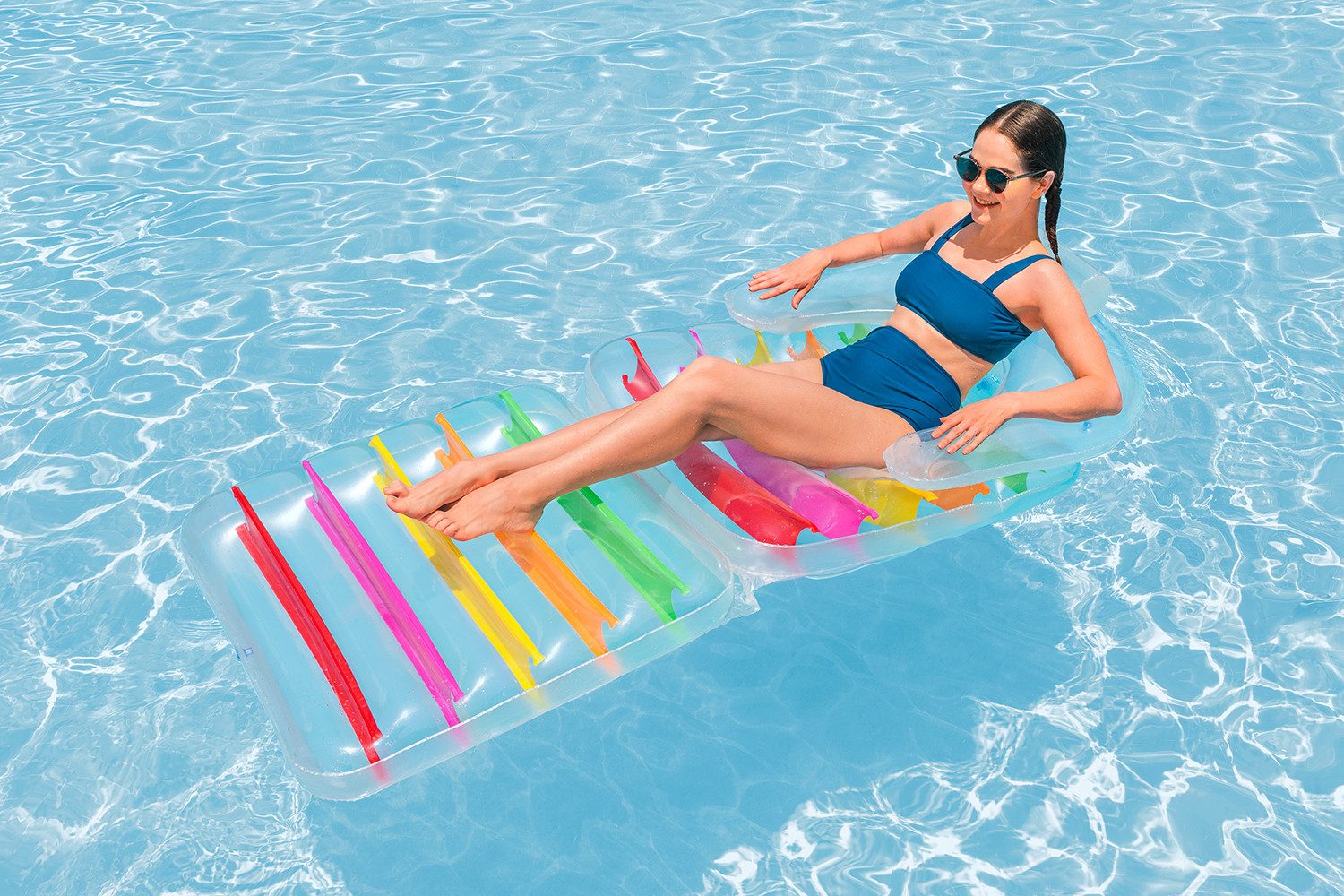 Bestway Badeinsel Summer Colors™, (Packung, 1-St., 178 x 80 x 49 cm), mit Rückenlehne + klappbarem Fußteil