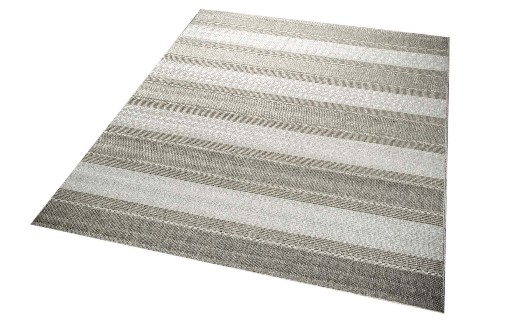 Höhe: grau, Flachgewebe Teppich 5 Küchenteppich Optik gestreift rechteckig, mm Teppich-Traum, Läufer moderner Outdoorteppich Sisal