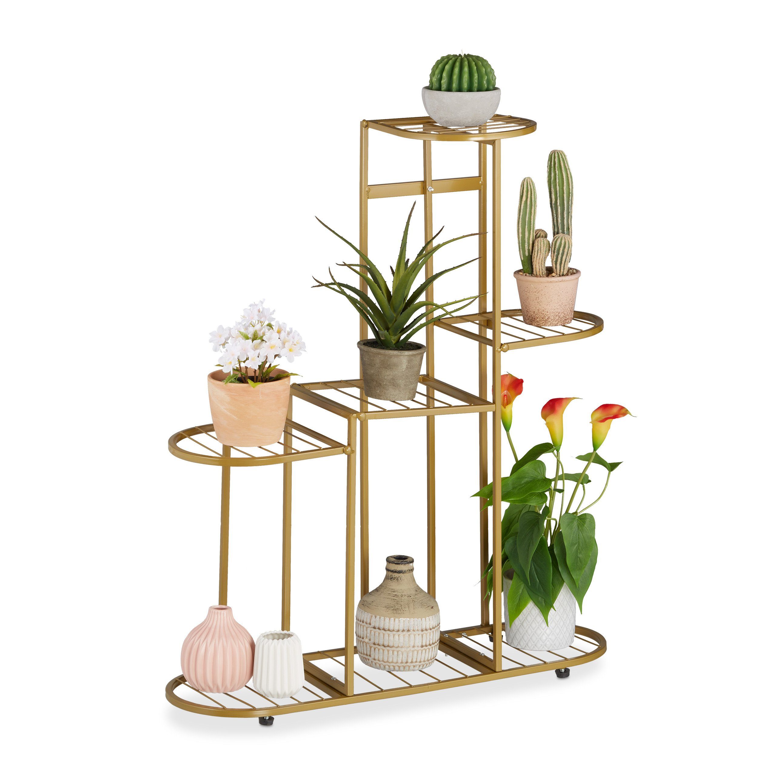 relaxdays Blumenständer »Blumentreppe aus Metall«, Gold online kaufen
