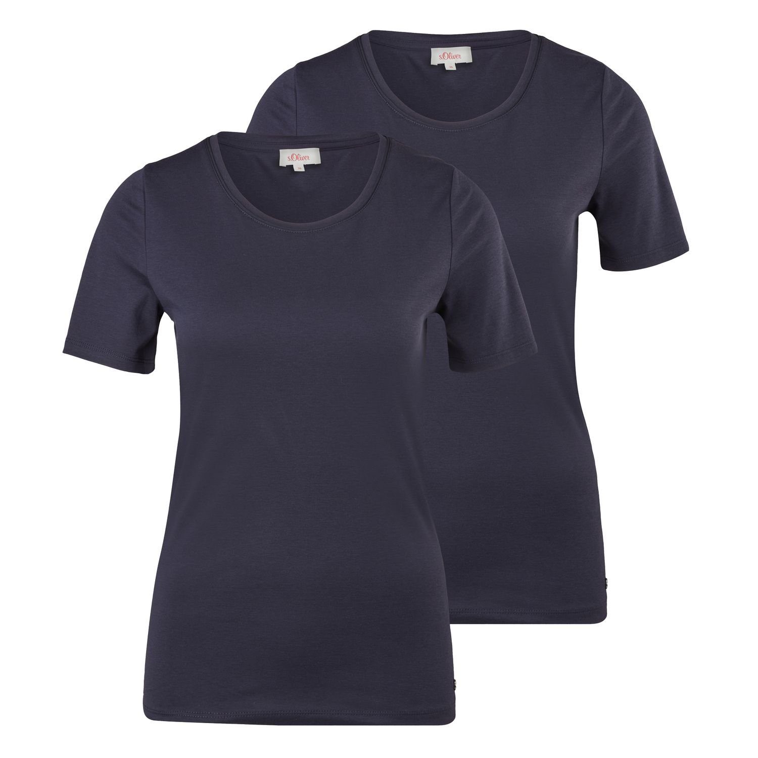 T-Shirt Basic Stück softer Navy Fit, Single-Jersey Qualität, Slim s.Oliver aus 2