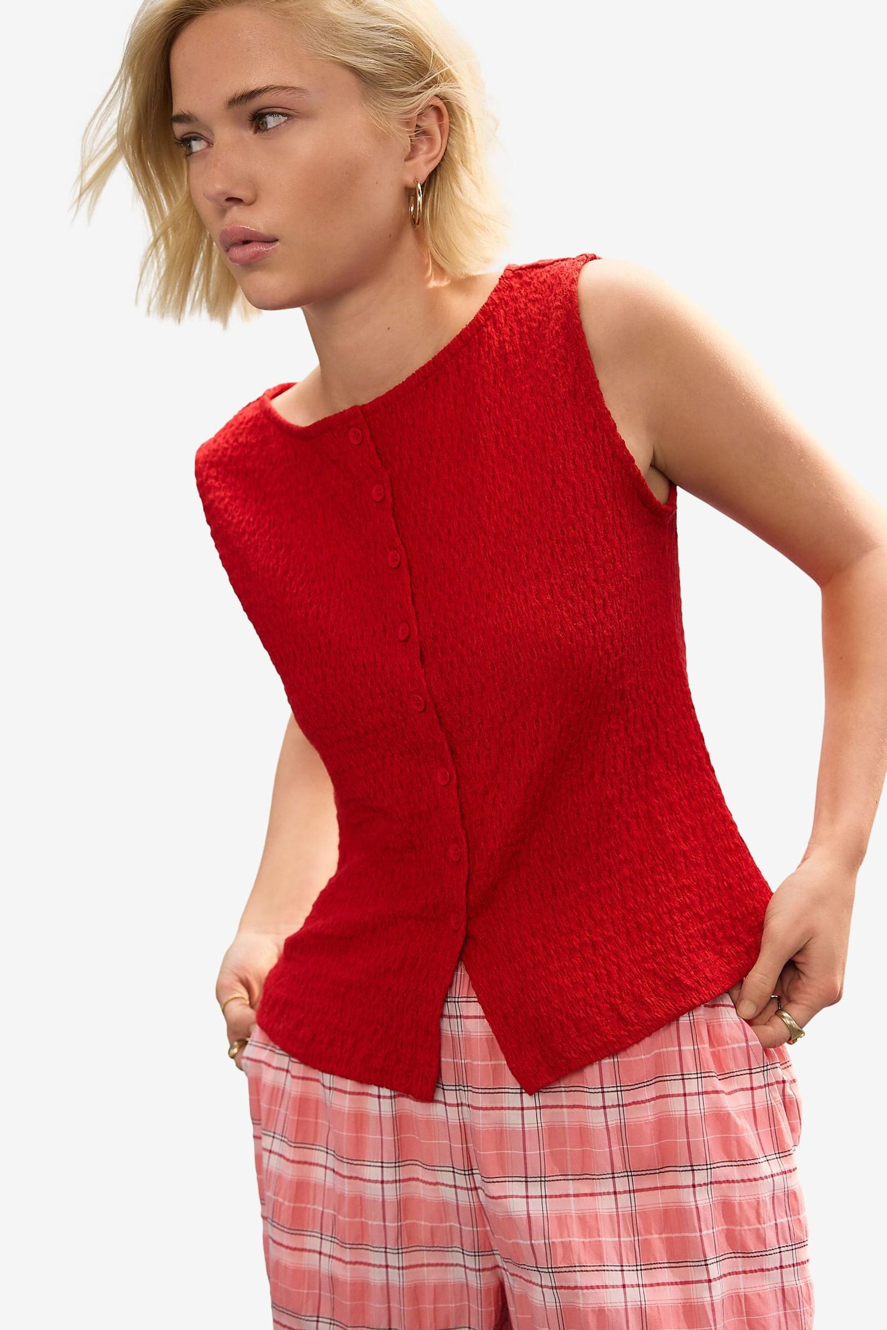 Next Blusentop Strukturierte Weste mit durchgehender Knopfleiste (1-tlg) günstig online kaufen