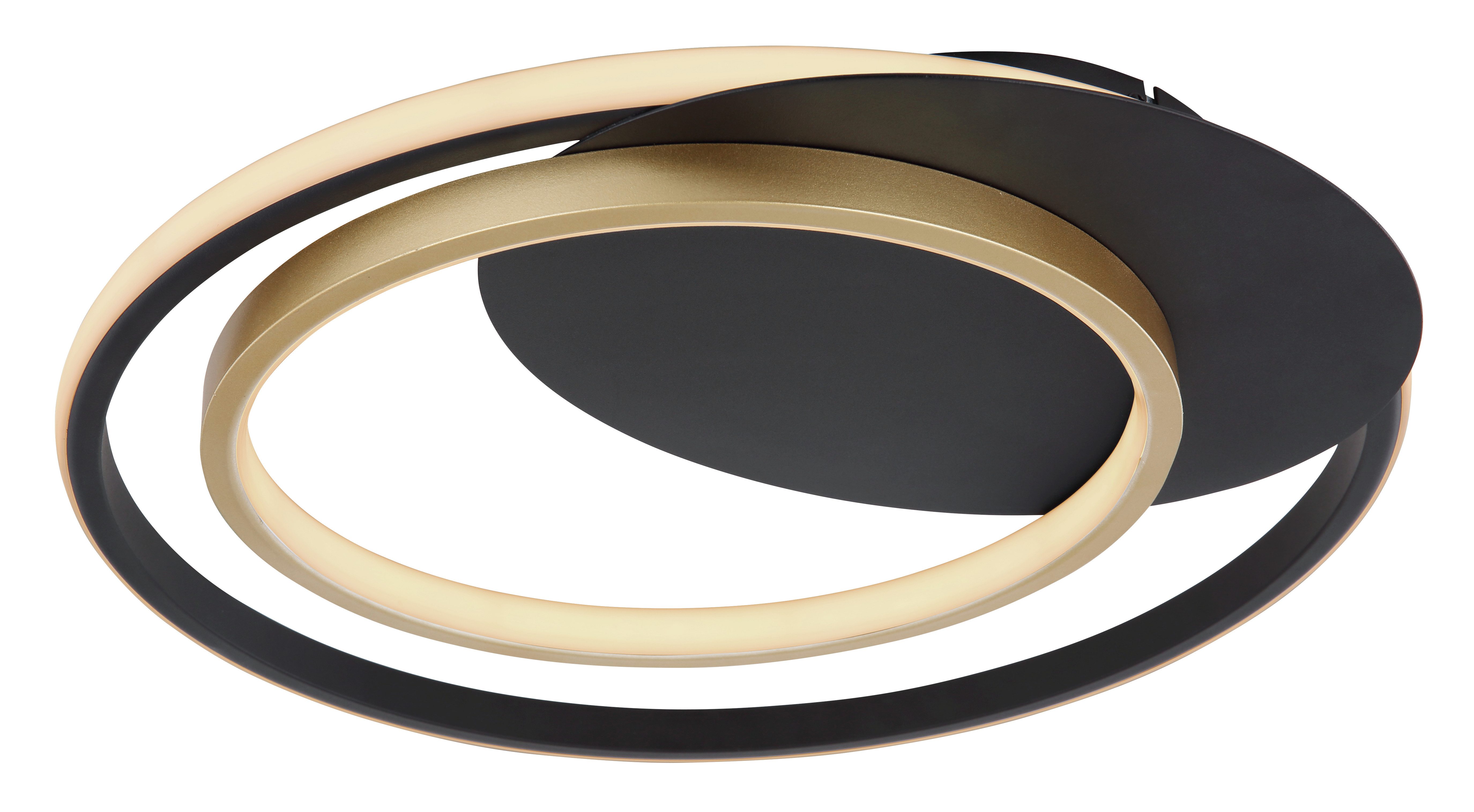 GLOBO LIGHTING Deckenleuchte RODAN, LED fest integriert, Deckenleuchte Schwarz/Gold, Acryl opal, dimmbar, LED 36W