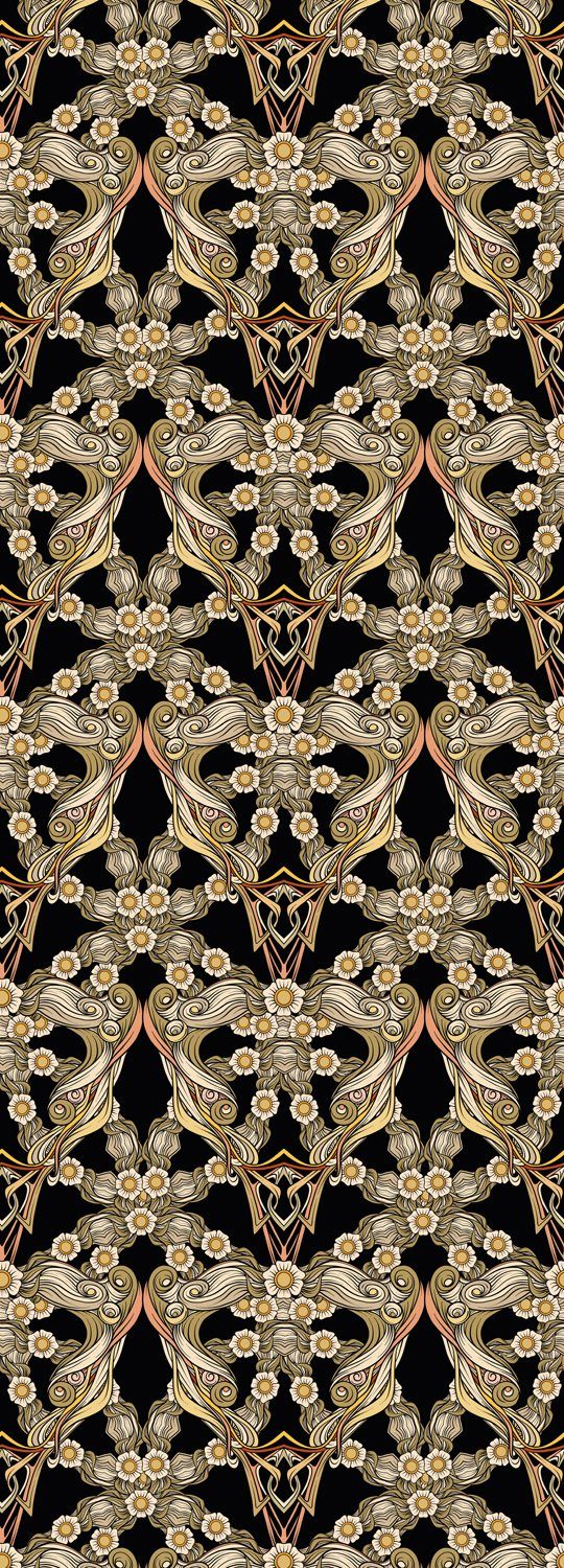 queence Vinyltapete Djamila, glatt, Antikoptik, Barock, Kunst, bedruckt, 90x250cm, selbstklebend, kinderleichte Anbringung, Sticker