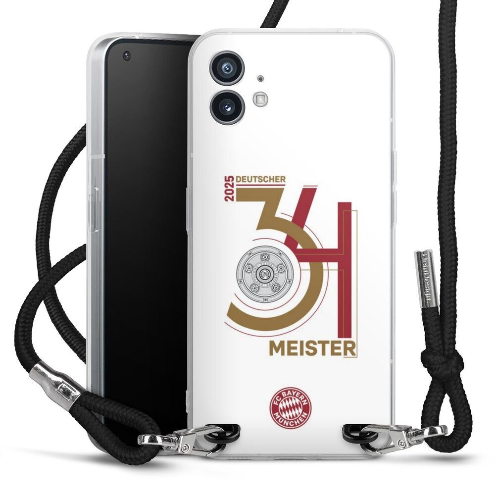 DeinDesign Handyhülle FC Bayern München Meister Offizielles Lizenzprodukt, Nothing Phone 1 Handykette Hülle mit Band Case zum Umhängen