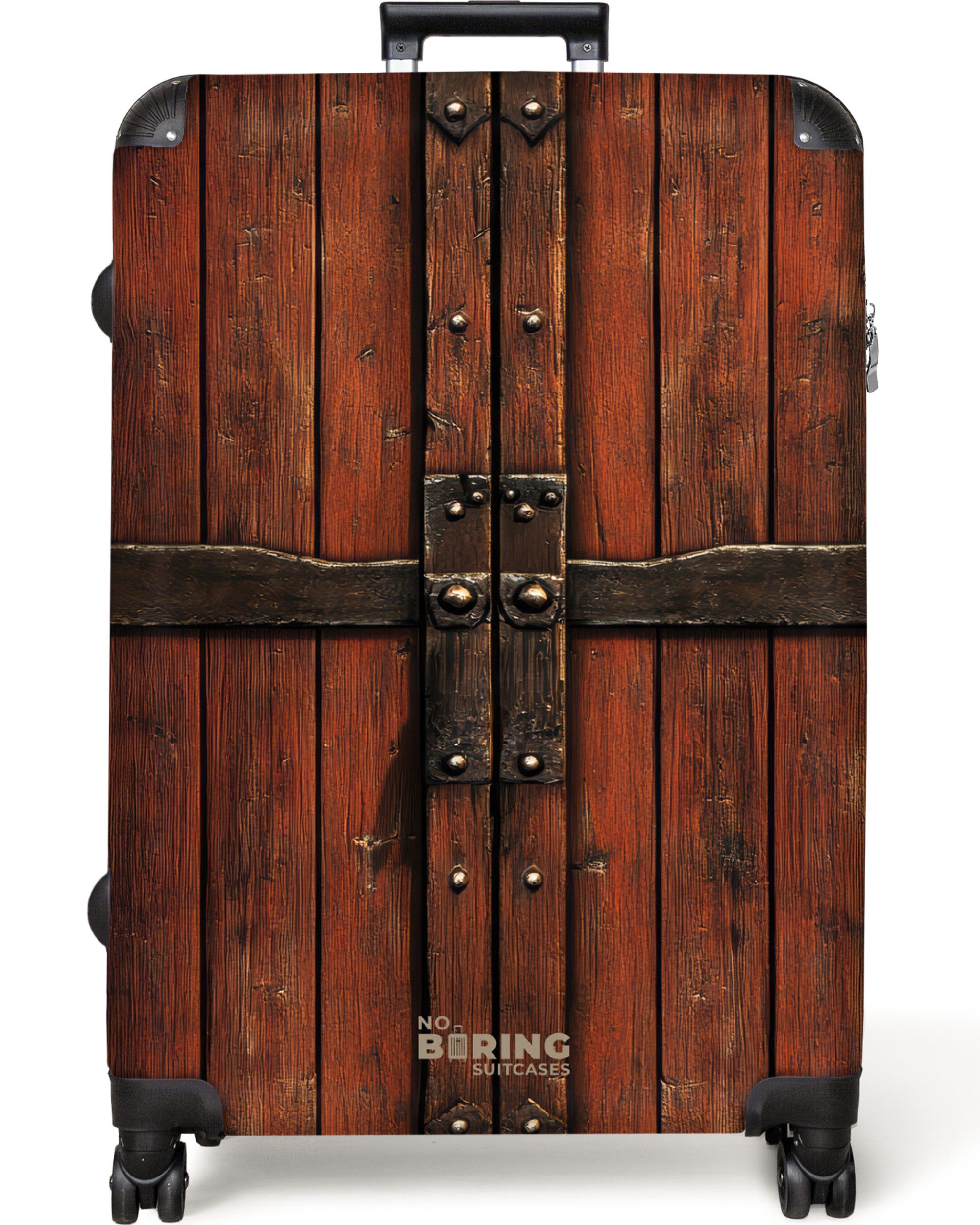 NoBoringSuitcases.com© Hartschalen-Trolley Rote Holztüren mit schmiedeeiser günstig online kaufen