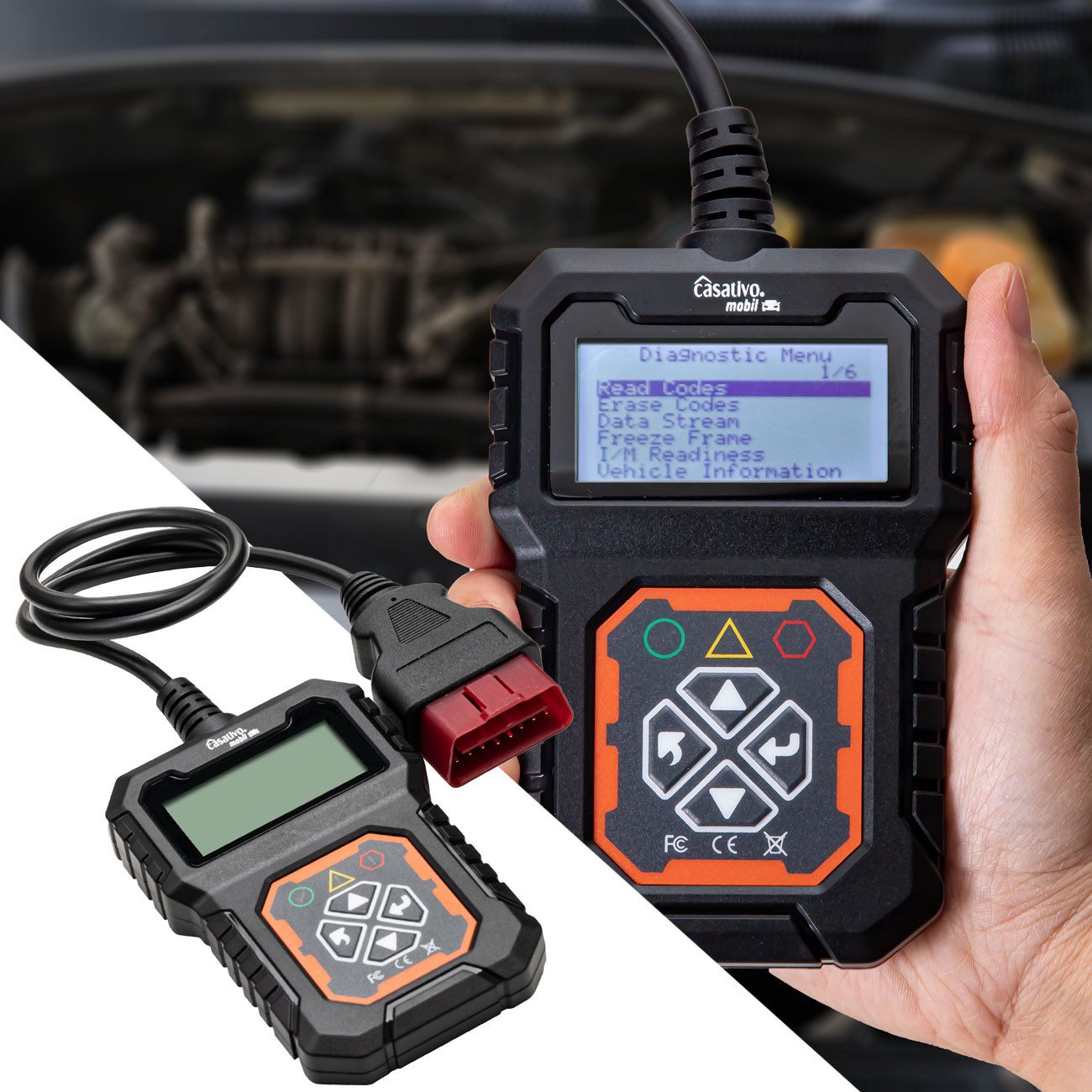 Casativo OBD2-Diagnosegerät "OBD2-Diagnosegerät für Auto-Fehlersuche Auto-Scanner KFZ-Universal, Echtzeit-Motordatenanzeige/Fehlerspeicherung/für Benzin- & Diesel