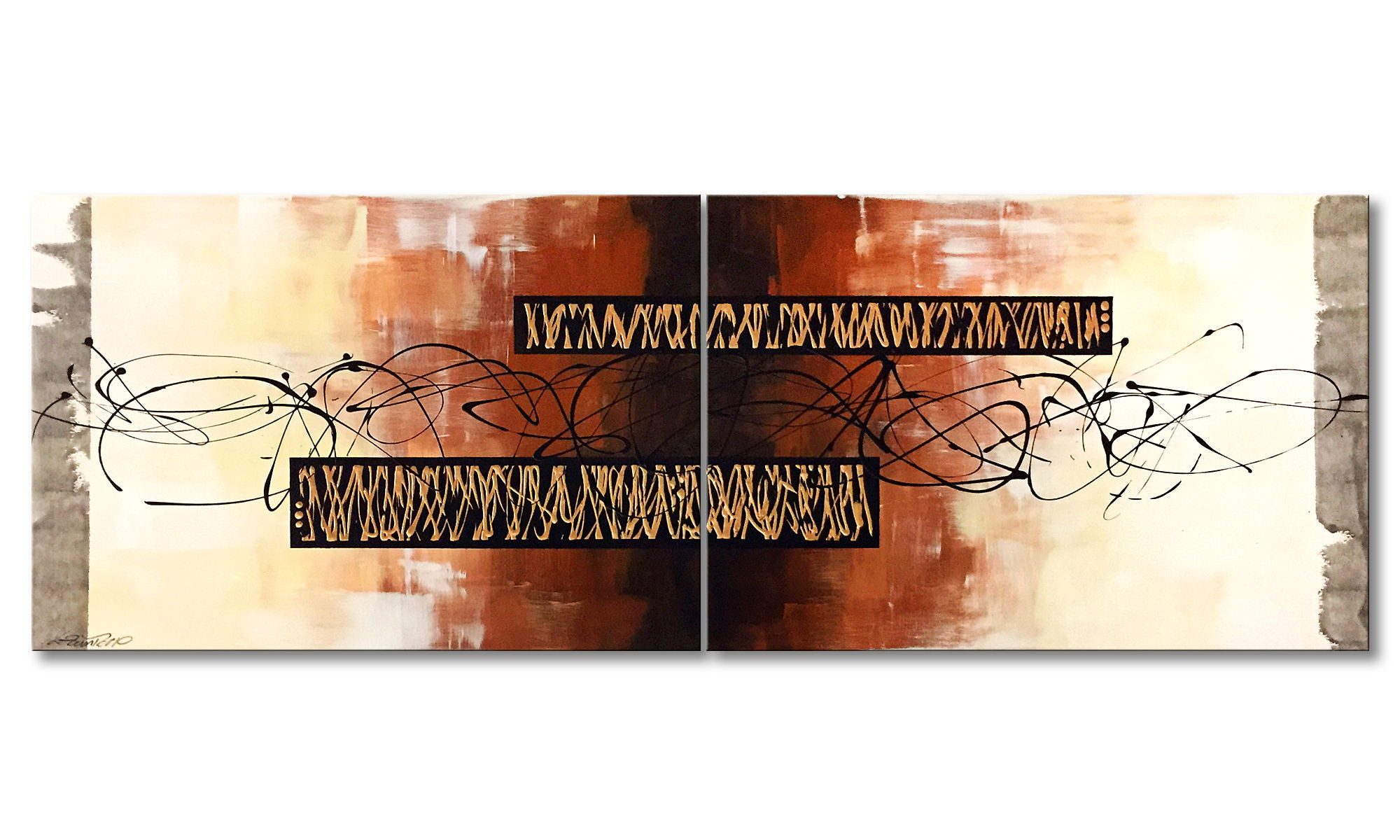 WandbilderXXL Gemälde Paranormal 200 x 70 cm, Abstraktes Gemälde, handgemaltes Unikat
