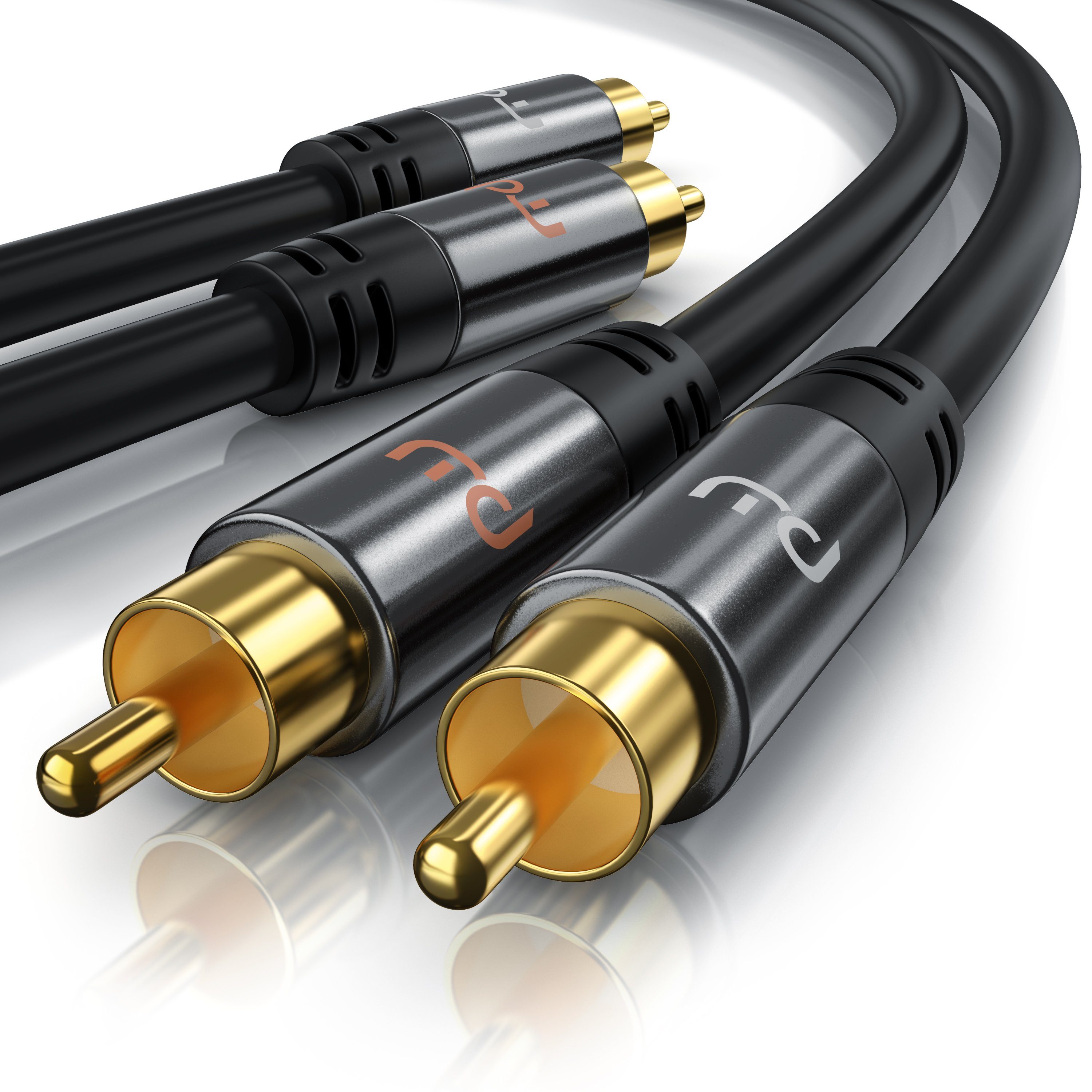 Primewire 2 x Cinch zu 2 x Cinch, AUX Eingänge, Metall Stecker vergoldet Audio-Kabel, Cinch, RCA (300 cm), Stereo-Cinch HiFi Audiokabel mehrfach geschirmt - 3m