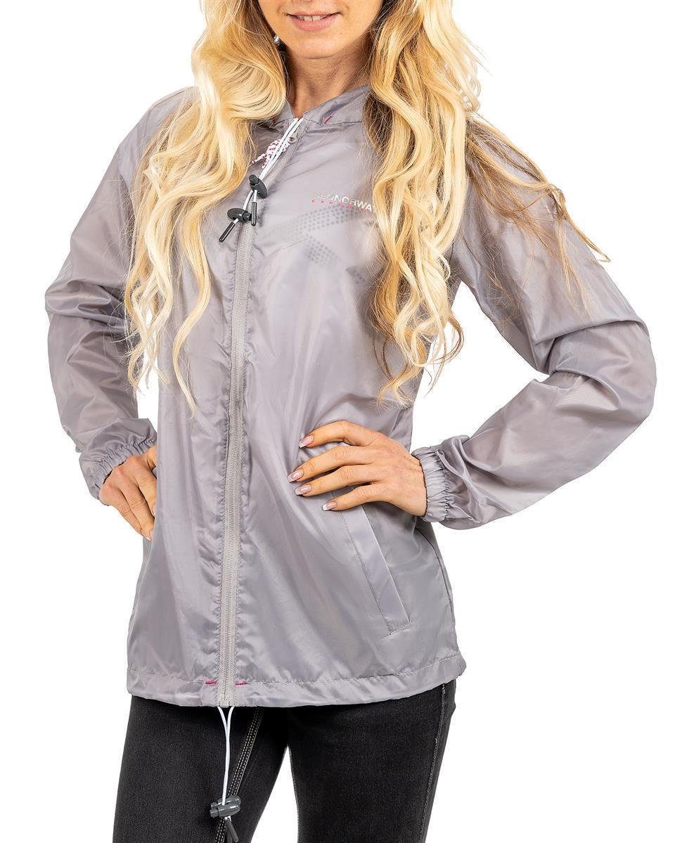 Geo Norway Windbreaker Leichte Regenjacke baboat (1-St) hellgrau Lady inkl. Aufbewahrungstasche