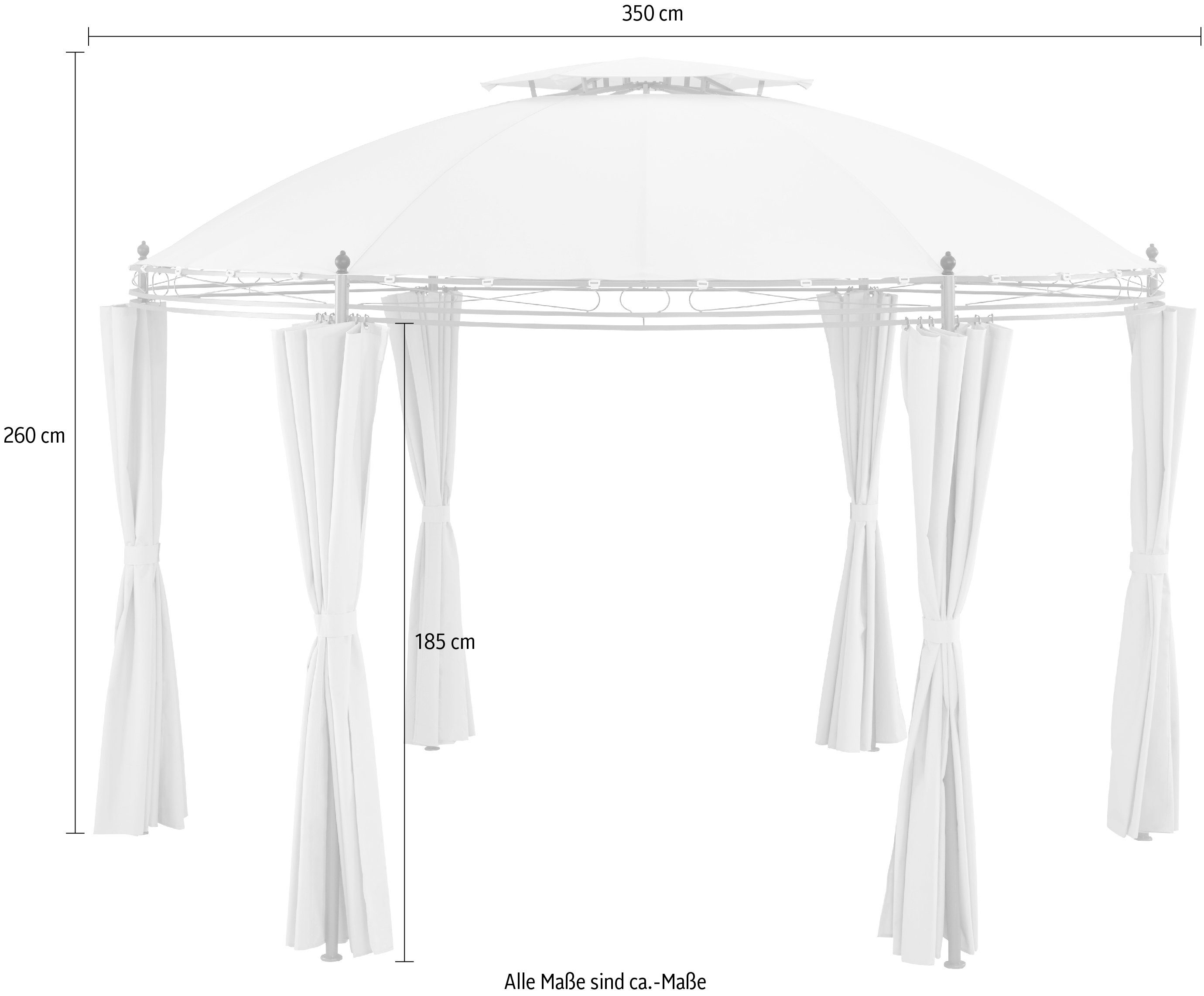 KONIFERA Pavillon Tino, mit 6 Seitenteilen, (Set), BxT: 350 x 350 cm