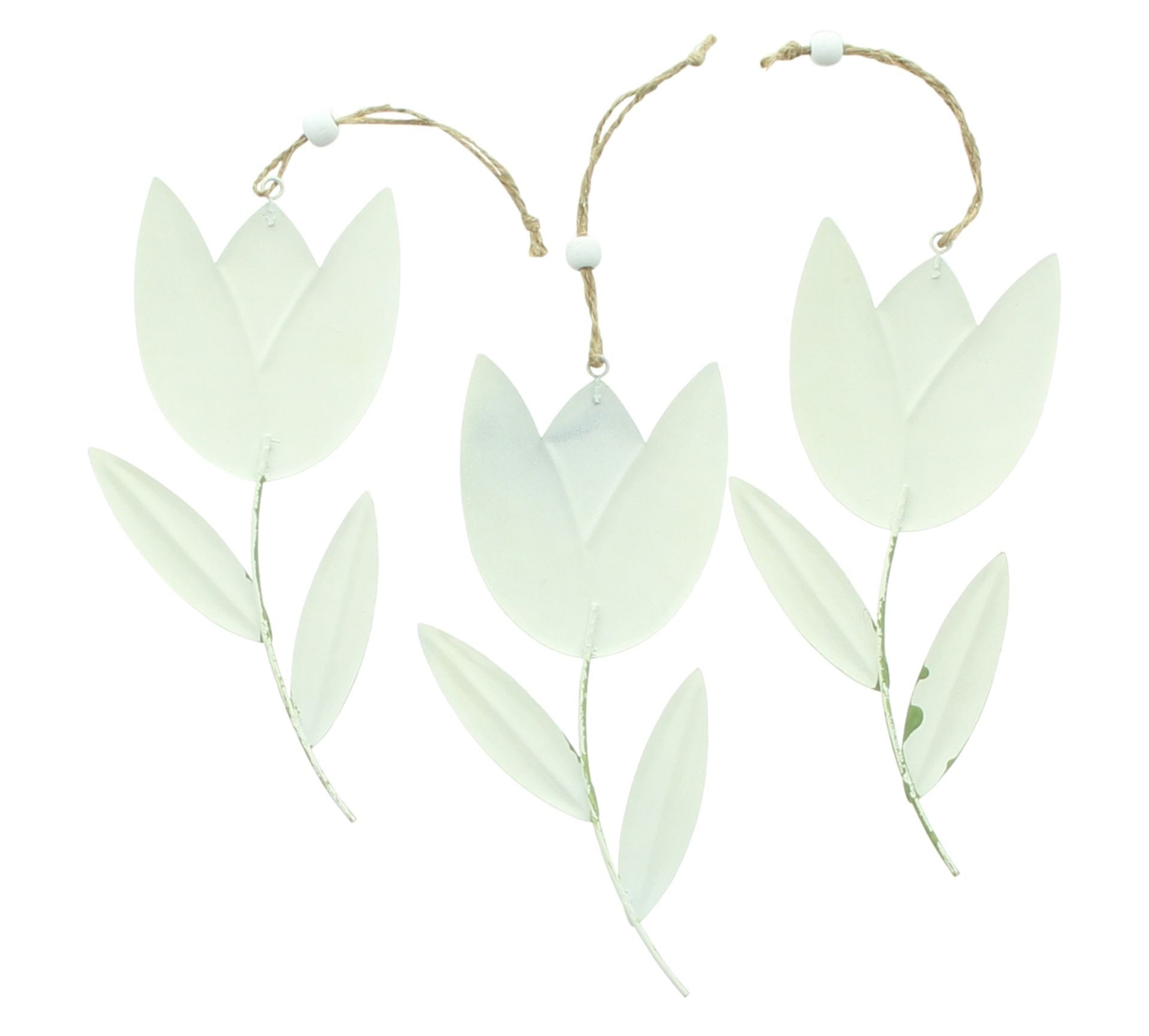 Home-trends24.de Dekohänger Blumen Hänger Tulpe Metall Deko weiß schwarz grün 3er-Set (3 St)