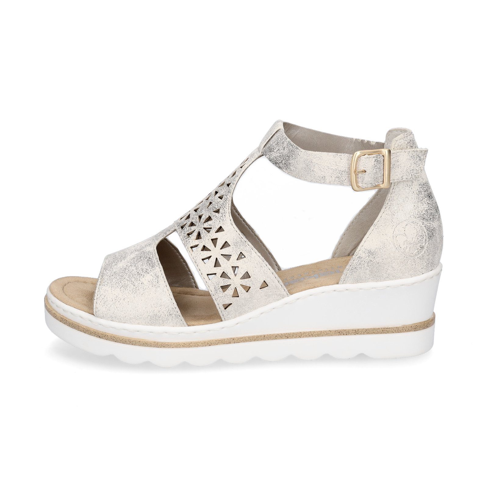 Rieker Rieker Damen Keilsandalette beige gold Sandale