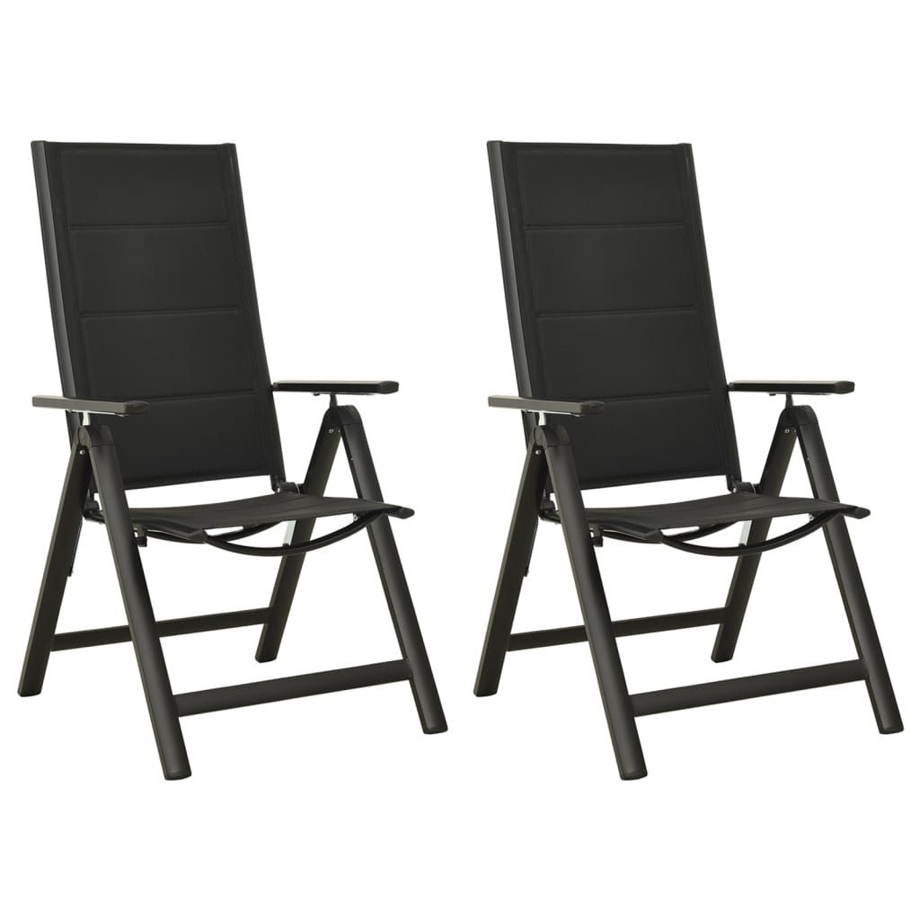 vidaXL Gartenstuhl Klappbare Gartenstühle 2 Stk. Textilene und Aluminium Schwarz (2 St)