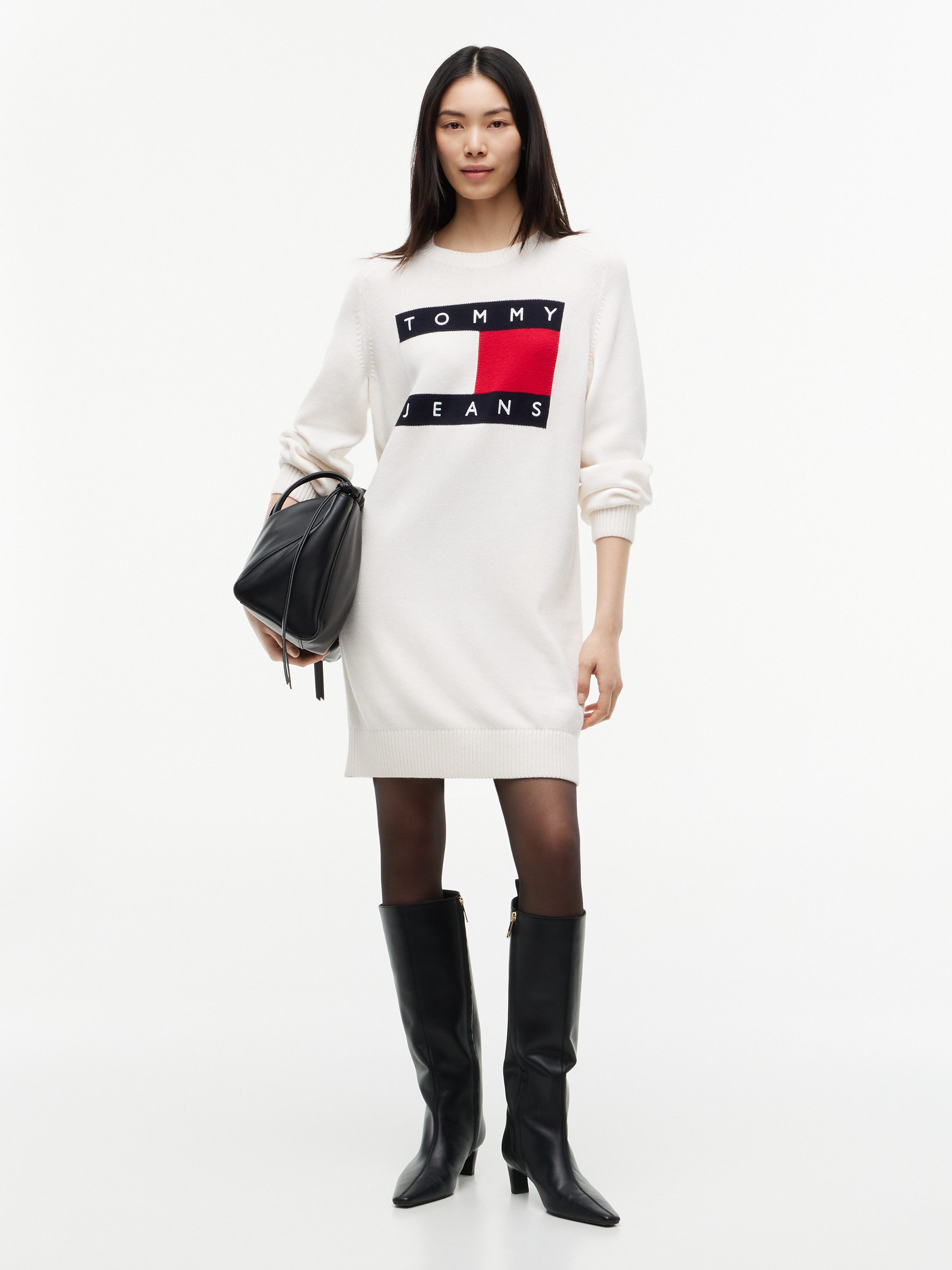 Tommy Jeans Sweatkleid TJW SWEATER FLAG DRESS EXT Baumwollmischung