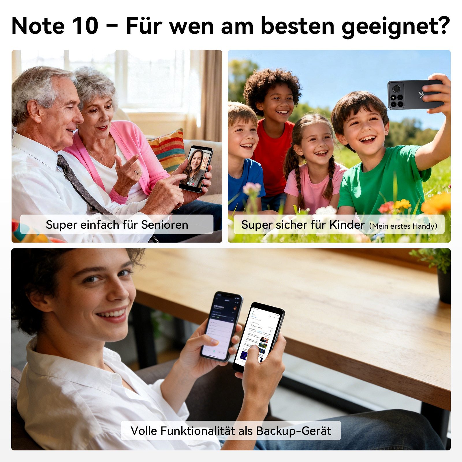 blackview NOTE 10 Kleinhandy Ohne Vertrag 5 Zoll, 9GB+32GB, Face ID Smartphone (5 Zoll, 32 GB Speicherplatz, 4G Dual SIM, Face ID, Bluetooth, Augenschutz, Für Senioren und Kinder)