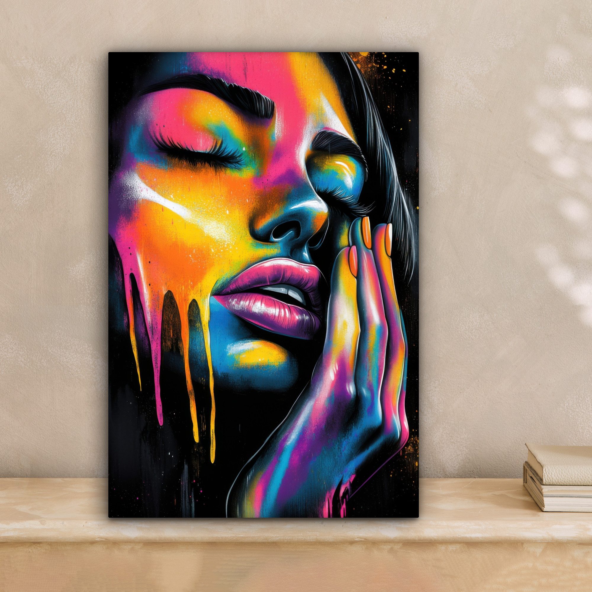 OneMillionCanvasses® Leinwandbild Frau - Gesicht - Farbe - Künstlerisch, Fo günstig online kaufen