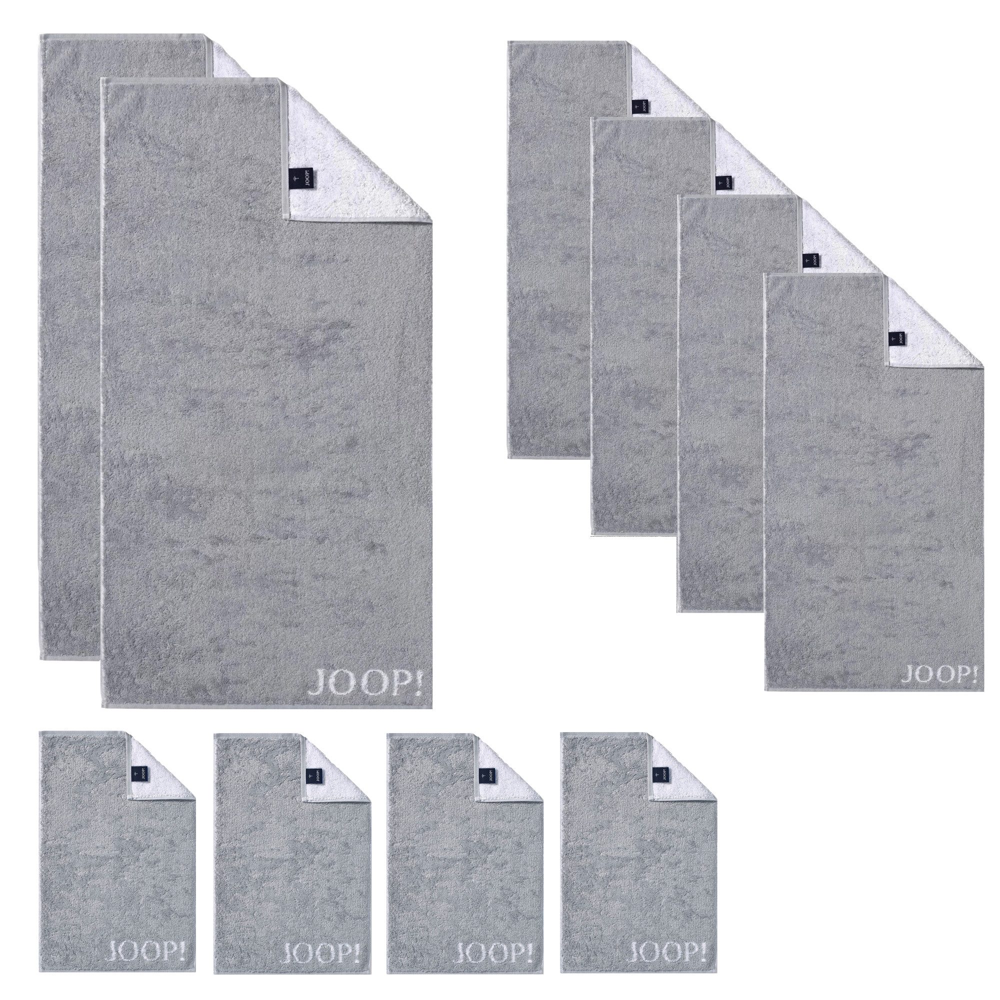 JOOP! Handtuch Set JOOP! 1600-76 Set 10-tlg. silber 2x Duschtuch 4x Handtuch 4x Gästetuch, Walkfrottier (Spar-Set, 10-St)