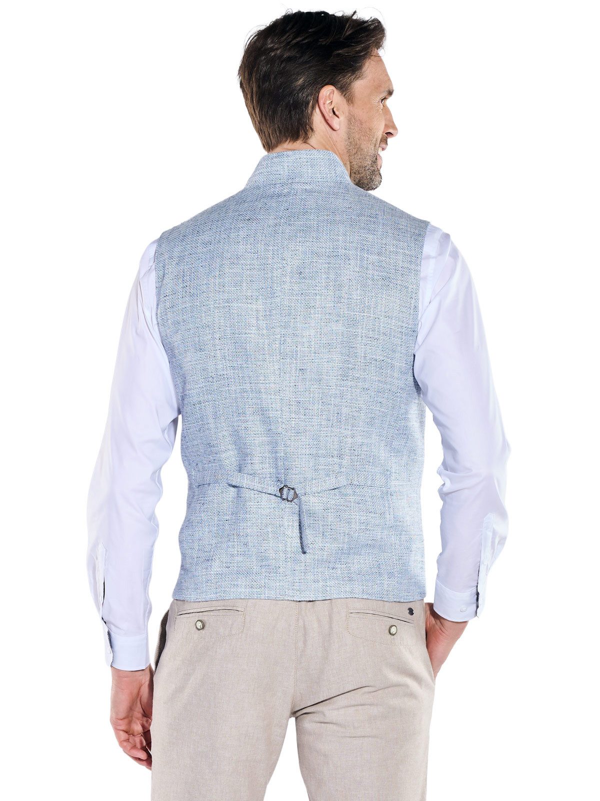 Engbers Anzugweste Herren Sakko Weste aus Leinenmix mit Reißverschluss, Hellblau