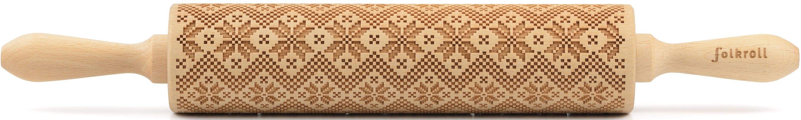 folkroll Teigroller 3D-Motiv-Teigrolle Massivholz, Skandinavien
