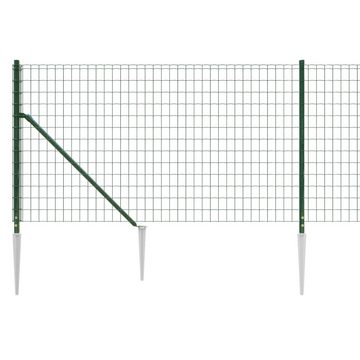 vidaXL Gartenzaun Maschendrahtzaun mit Bodenhülsen Grün 1,1x10 m, (1-St)