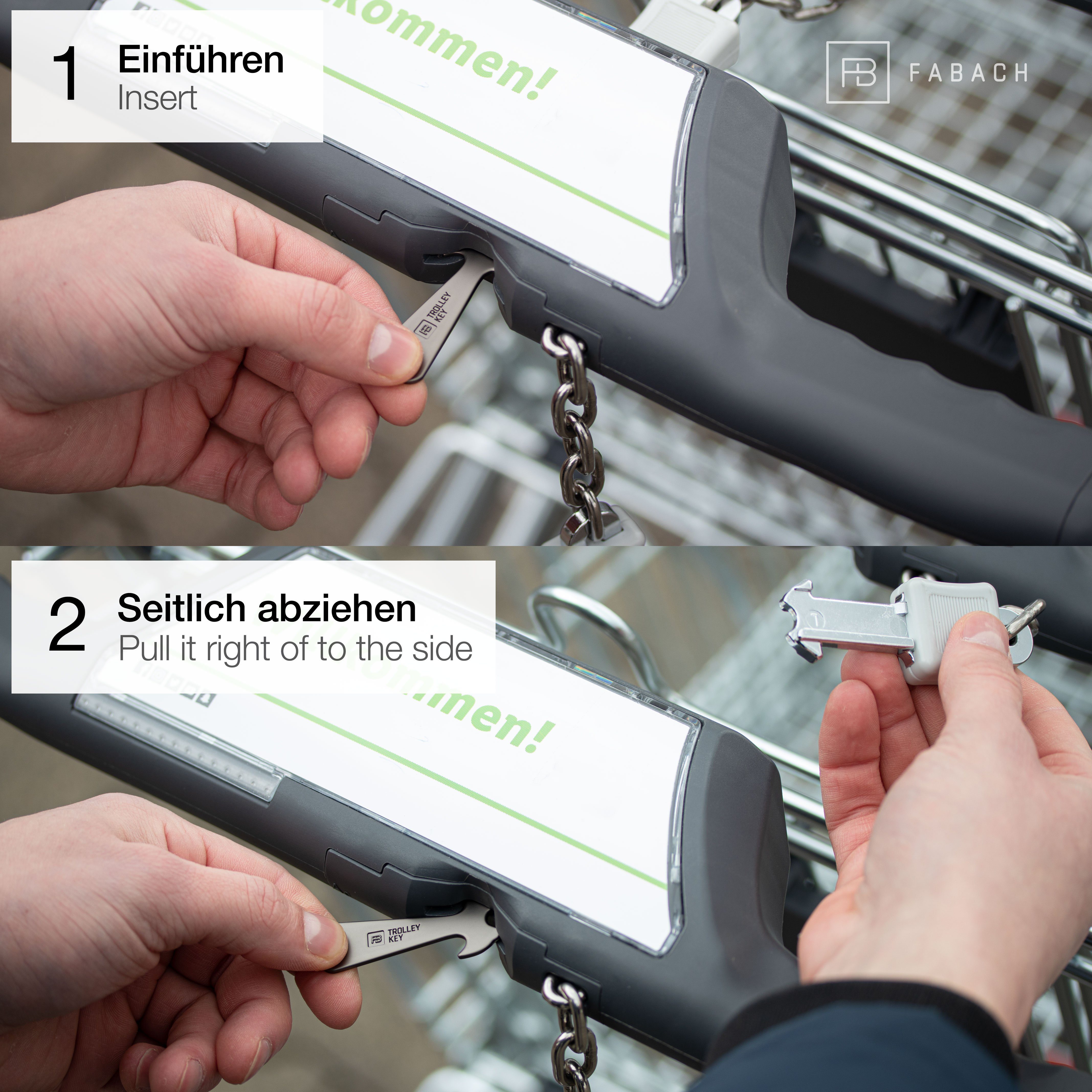 FABACH Schlüsselanhänger TrolleyKey Schwarz Einkaufswagenlöser - Einkaufswagenchip Einkaufschip (2-tlg)