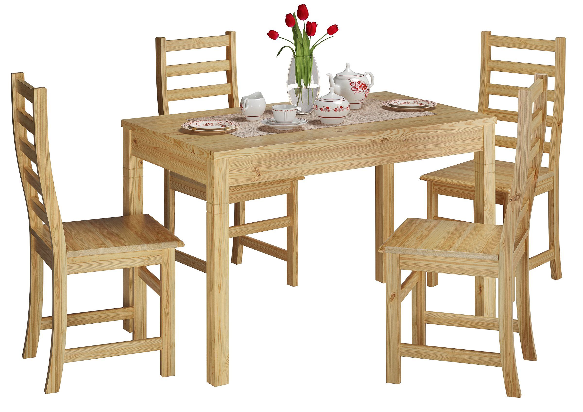 ERSTHOLZ Essgruppe »Schöne Essgruppe mit Tisch und 4 Stühle Kiefer