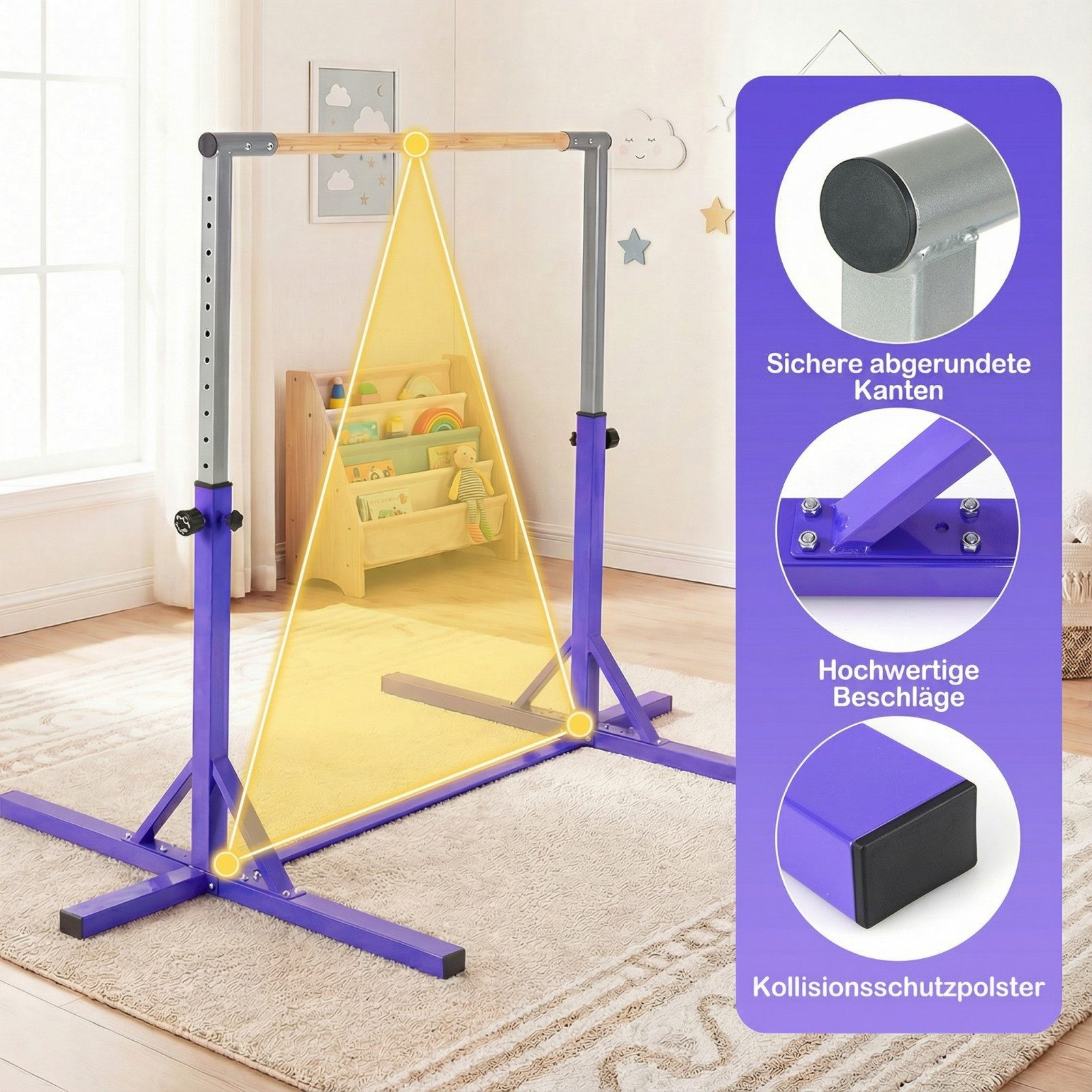 COSTWAY Turnreck, Gymnastikstange mit 12-facher Höhenverstellung