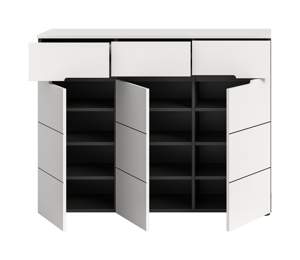 xonox.home Sideboard Schuhschrank Canu, Weiß / Basalt grau, 120 cm