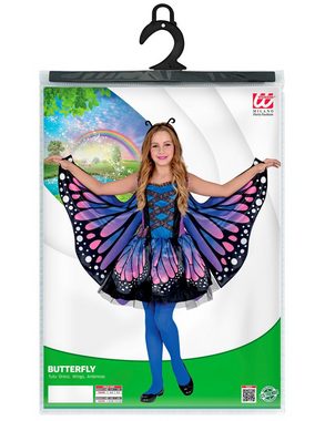 Widmann S.r.l. Kostüm Schmetterling Kostüm für Mädchen - Blau Rosa, Feen Kinderkostüm mit Flügeln