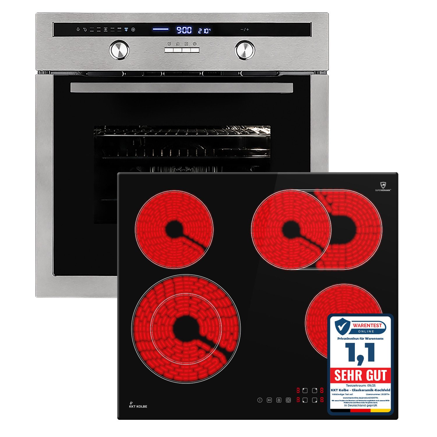 KKT KOLBE Backofen-Set Backofen und Kochfeld SET8013CH59RL, mit 2-fach Teleskopauszug, Herdset / Heißluft / Kochmulde / Einbaubackofen