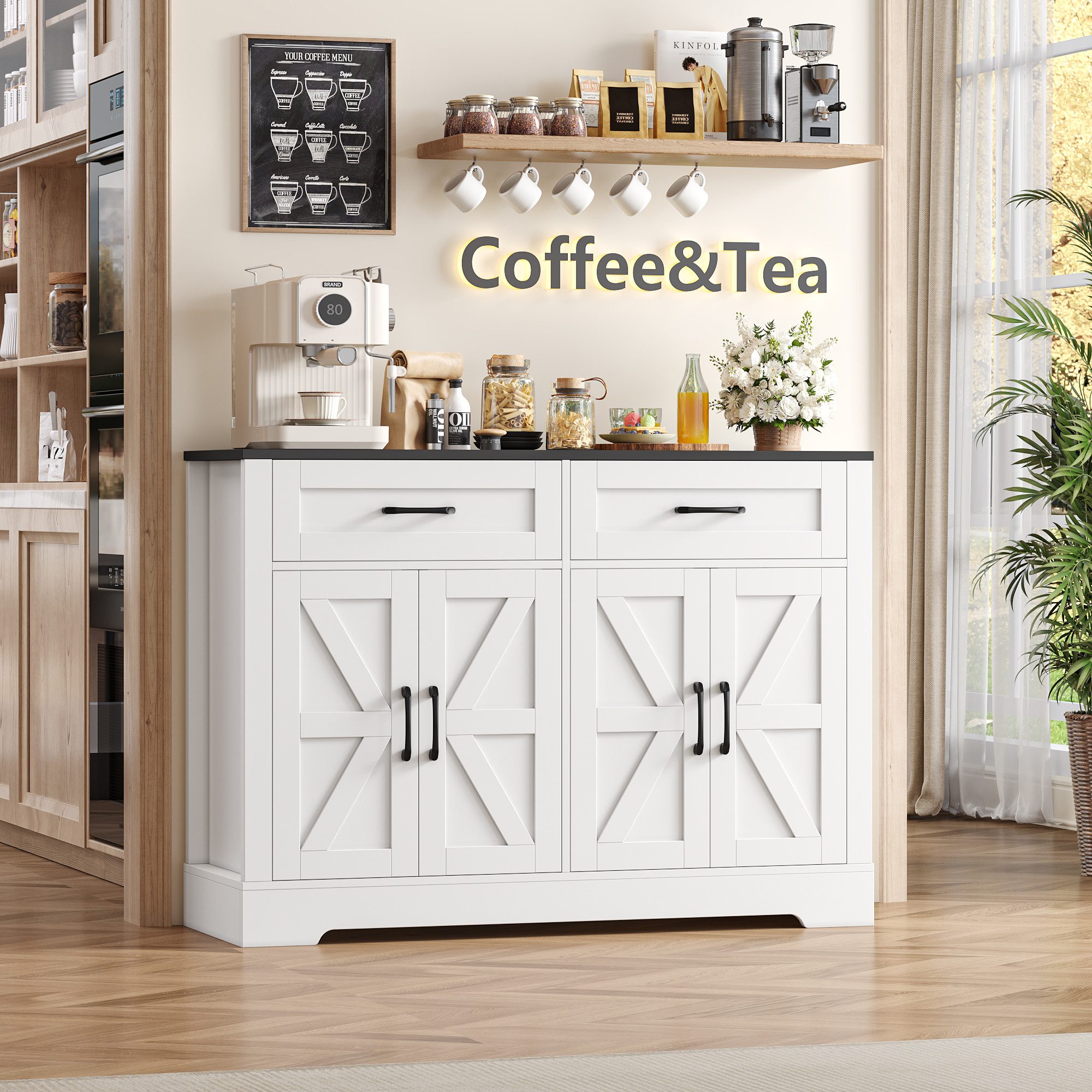 HOMECHO Sideboard, Küchenbuffet mit Arbeitsplatten, 2 günstig online kaufen