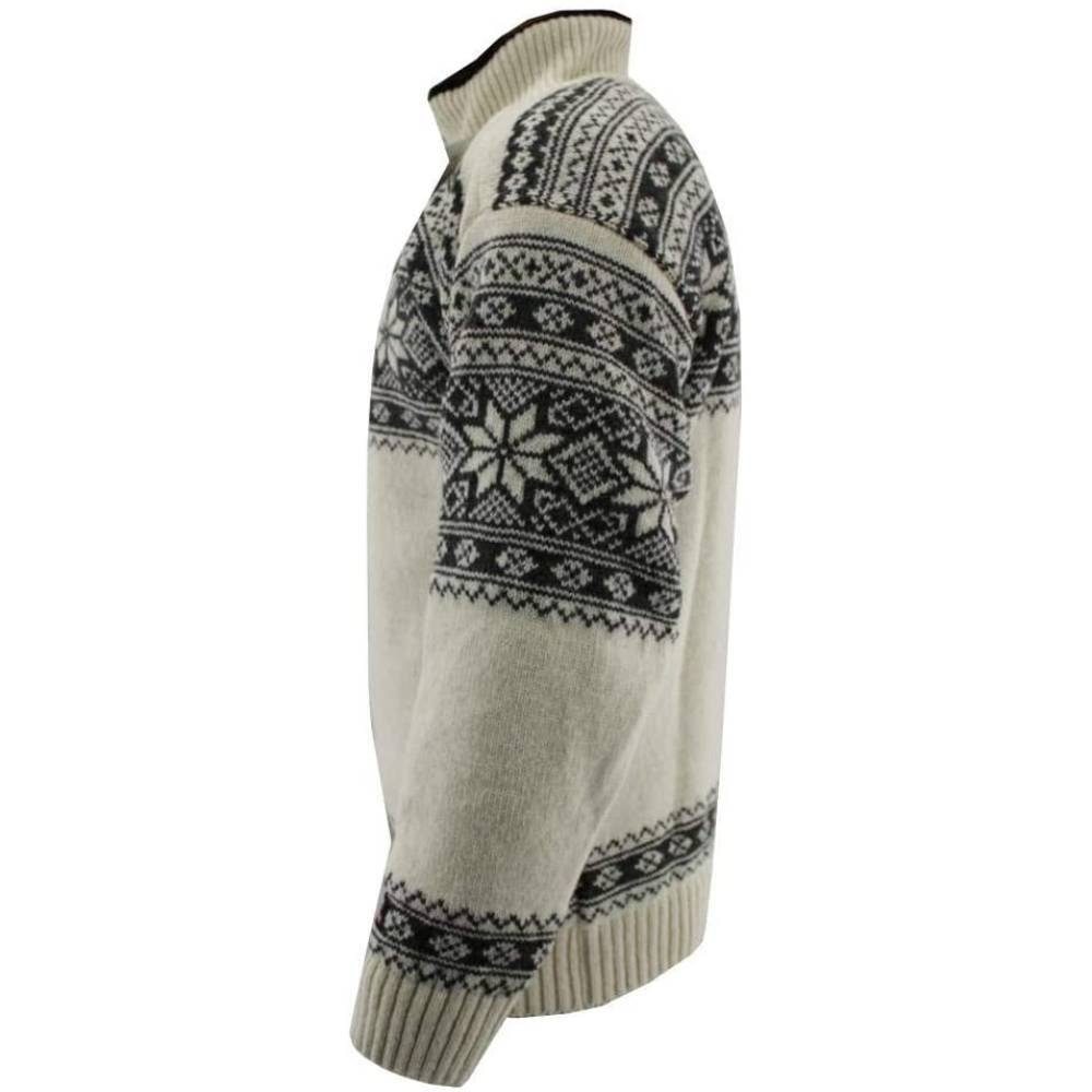 Design Strick In Rollkragenpullover Norwegerpullover Wolle Reißver Weiß Norwegischem Fleecekragen HomeOfSocks 100% Pullover