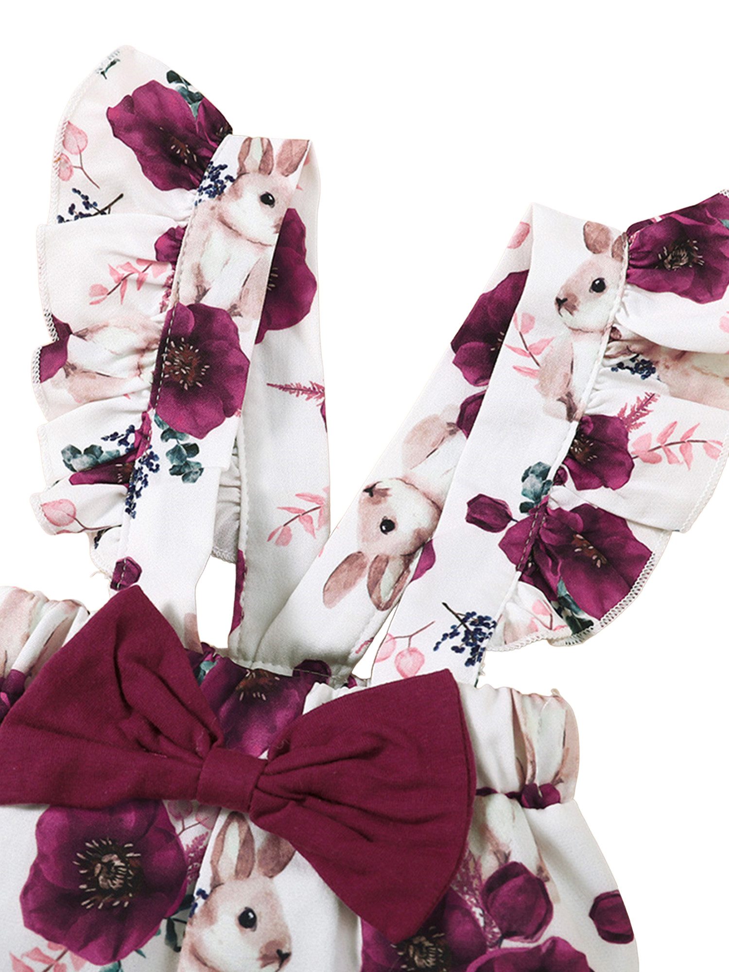 Gluckids Strampler Baby Mädchen Kleidung Set Blumen Langarm Pullover Babykleidung Anzug (3-tlg) Rüschen Langarm Strampler Latzhose Stirnband Sets für täglich Freizeit