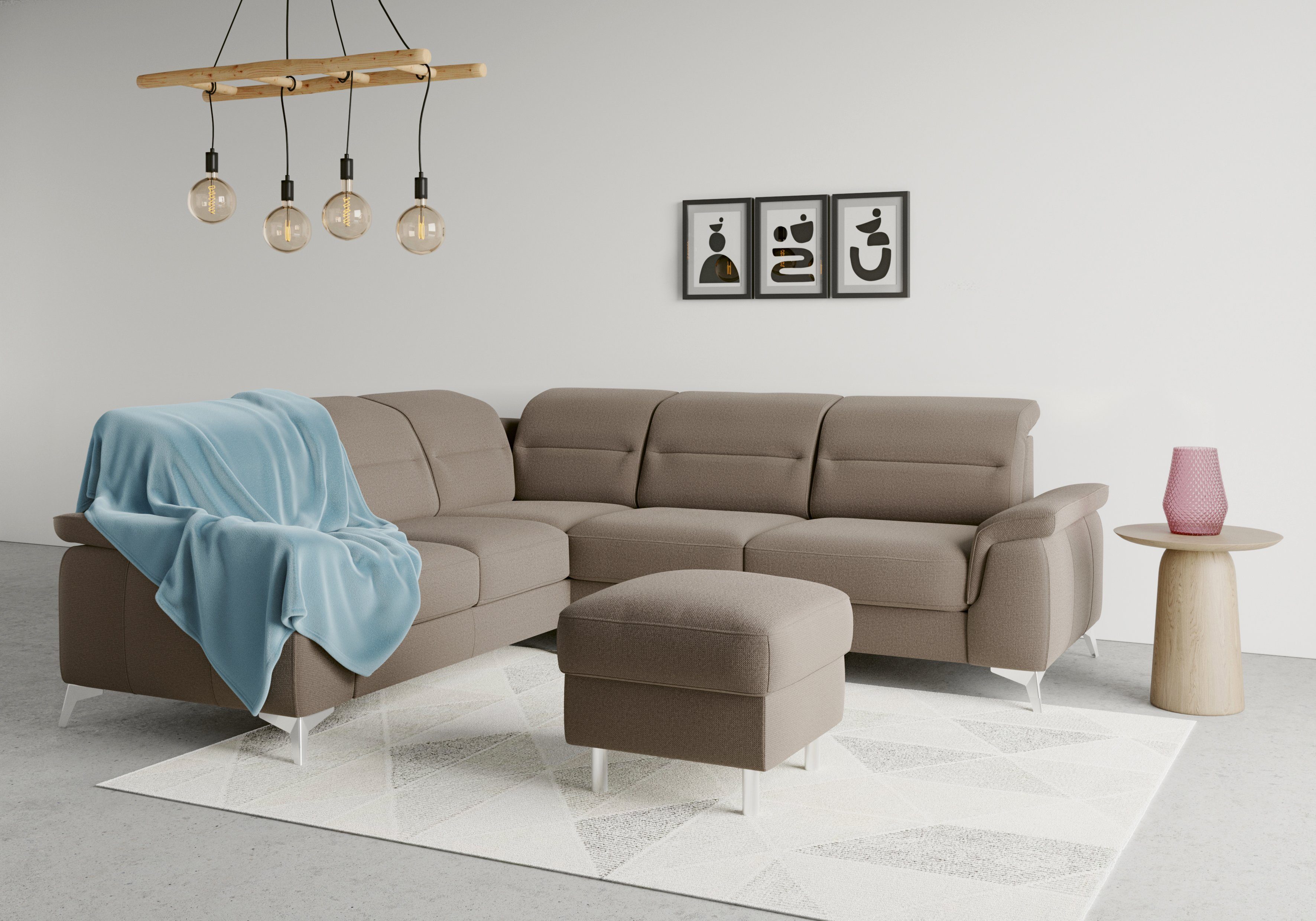 sit&more Ecksofa Sinatra, optional Kopfteilverstellung und Armteilfunktion mit