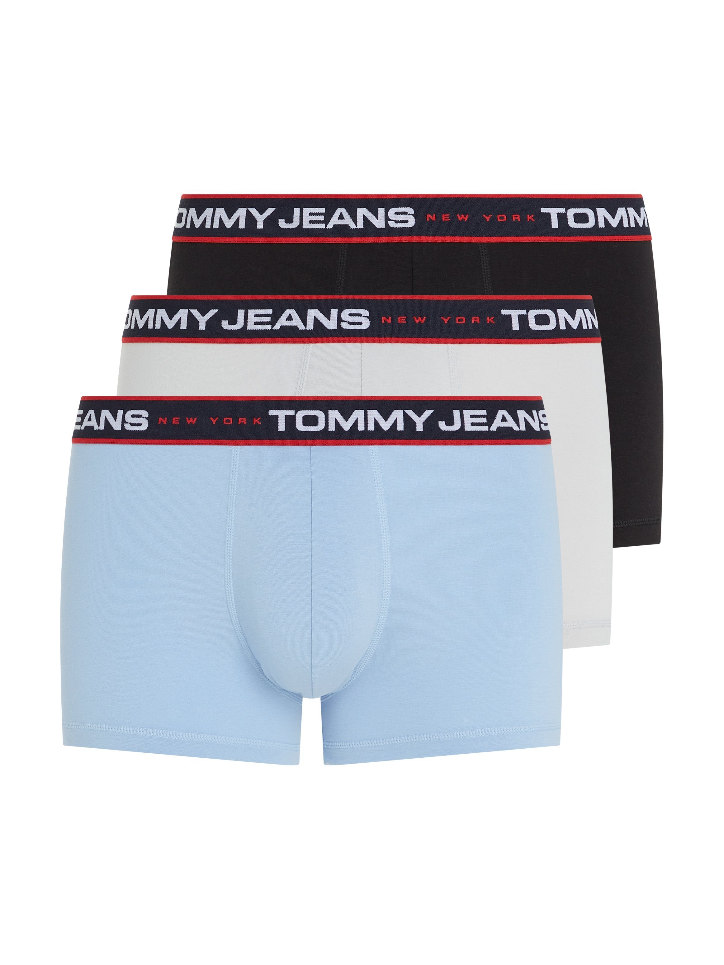 Hilfiger light Logo Tommy black/ 3-St., chambray Underwear (Packung, cast/ mit Taillenbund am TRUNK 3P blue Trunk 3er-Pack)