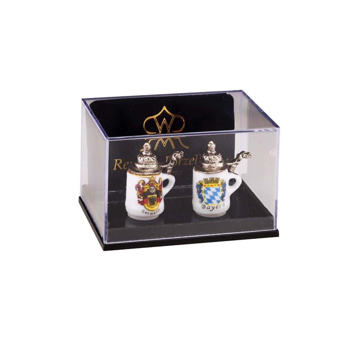 Zinndeckel, Porzellan Miniatur mit Stück, Dekofigur 001.803/5 - Reutter Bierkrüge 2