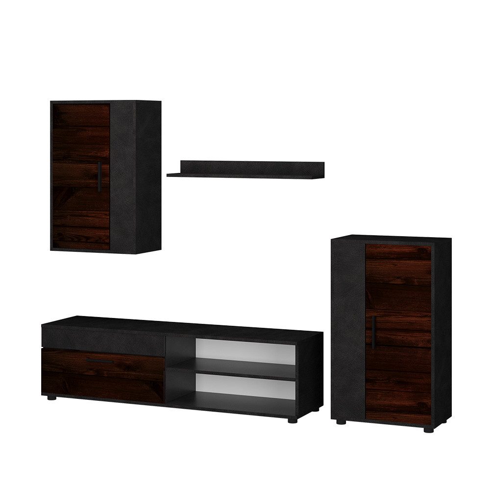 Vicco Wohnwand Berno, Braun/Anthrazit, 4er Set, günstig online kaufen