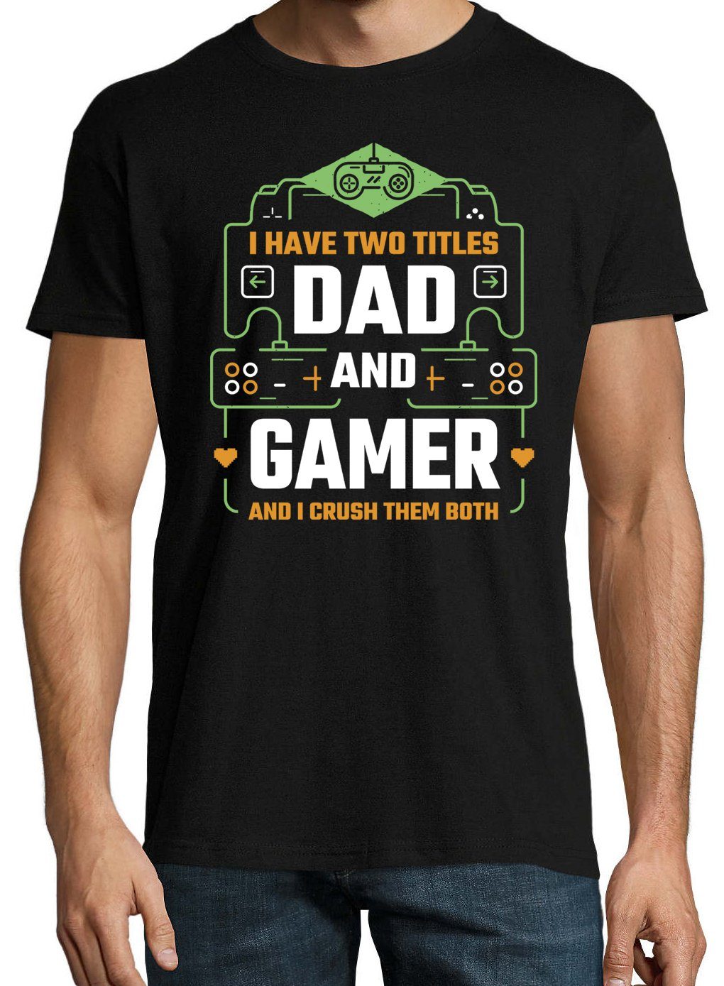 Designz T-Shirt "Dad mit Schwarz Herren And Gamer" Frontprint Shirt trendigem Youth