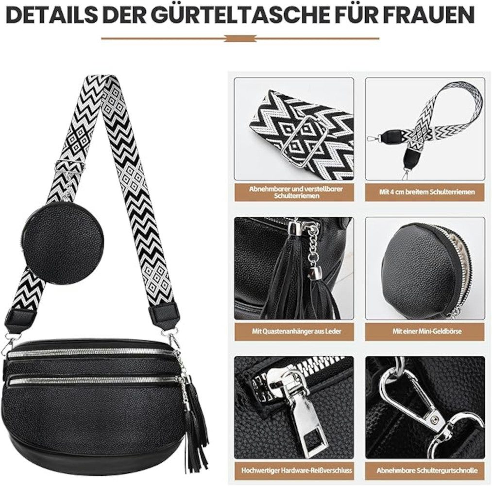 UE Stock Freizeittasche Moderne Crossbody Tasche Umhängetasche mit Münzgeldbörse - Schwarz, der perfekte Begleiter für jeden Tag
